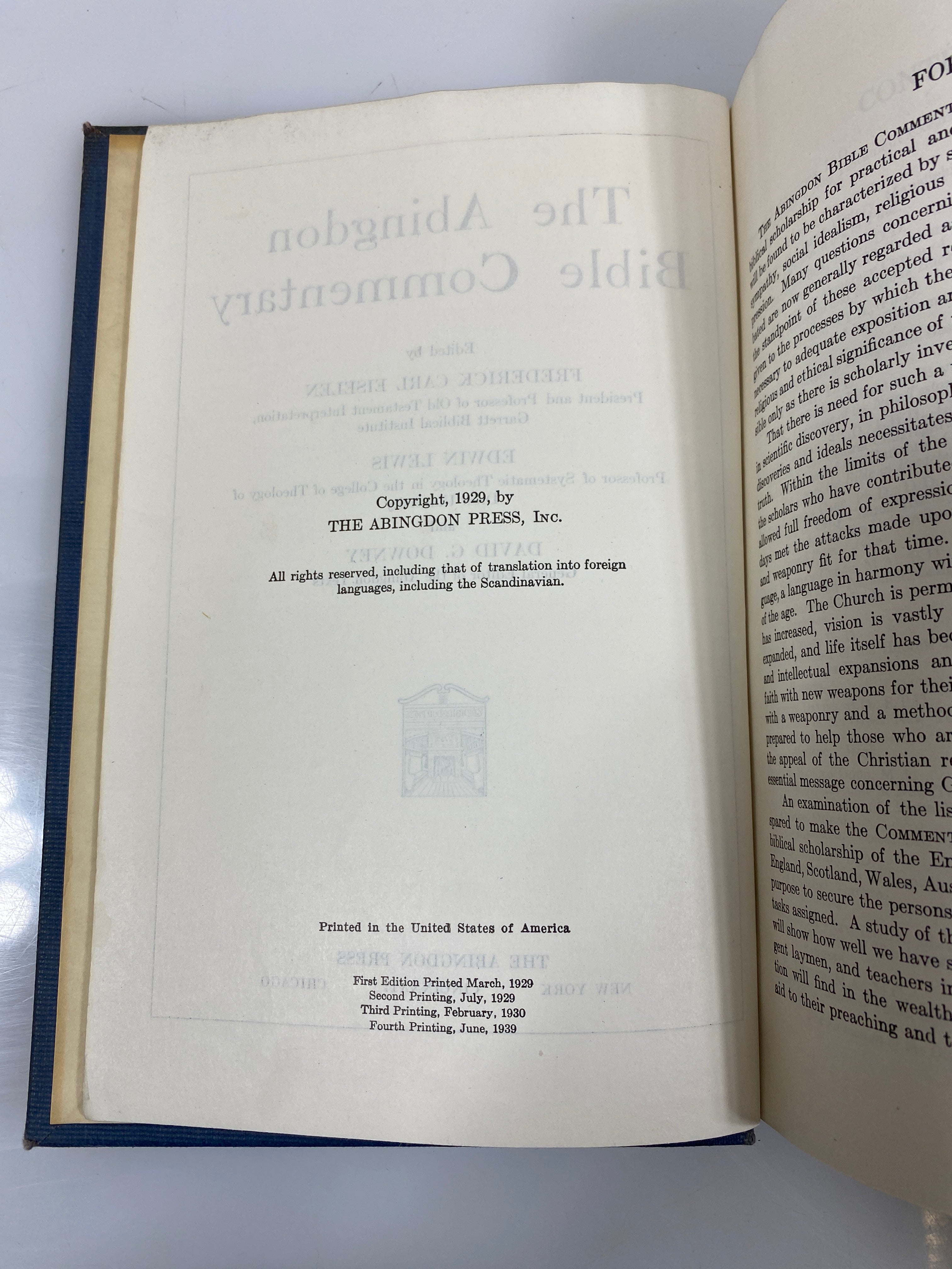 The Abingdon Bible Commentary by Eiselen/Lewis/Downey 1939 HC
