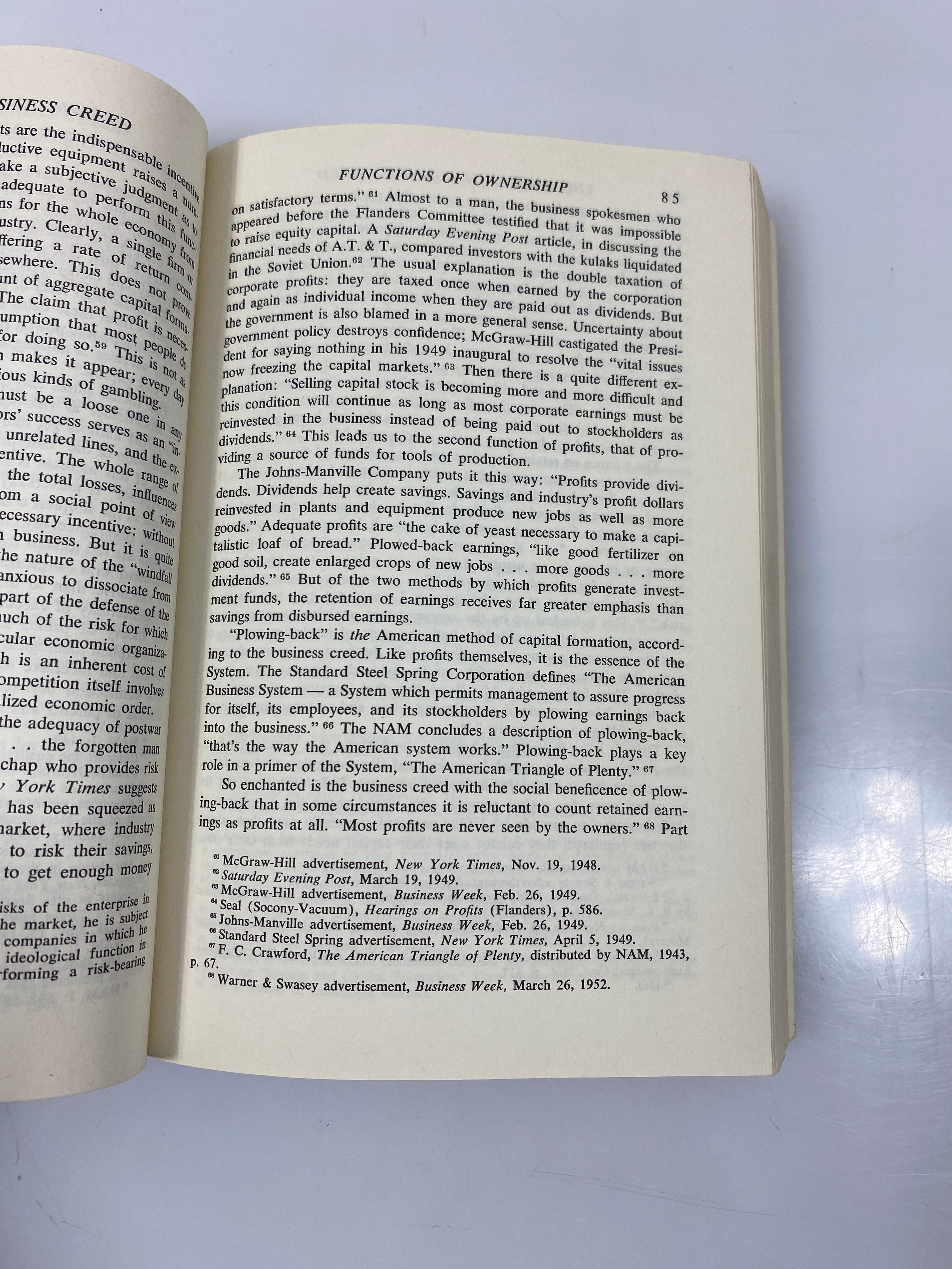The American Business Creed Sutton/Harris/Kaysen/Tobin Ex-library 1962 HC