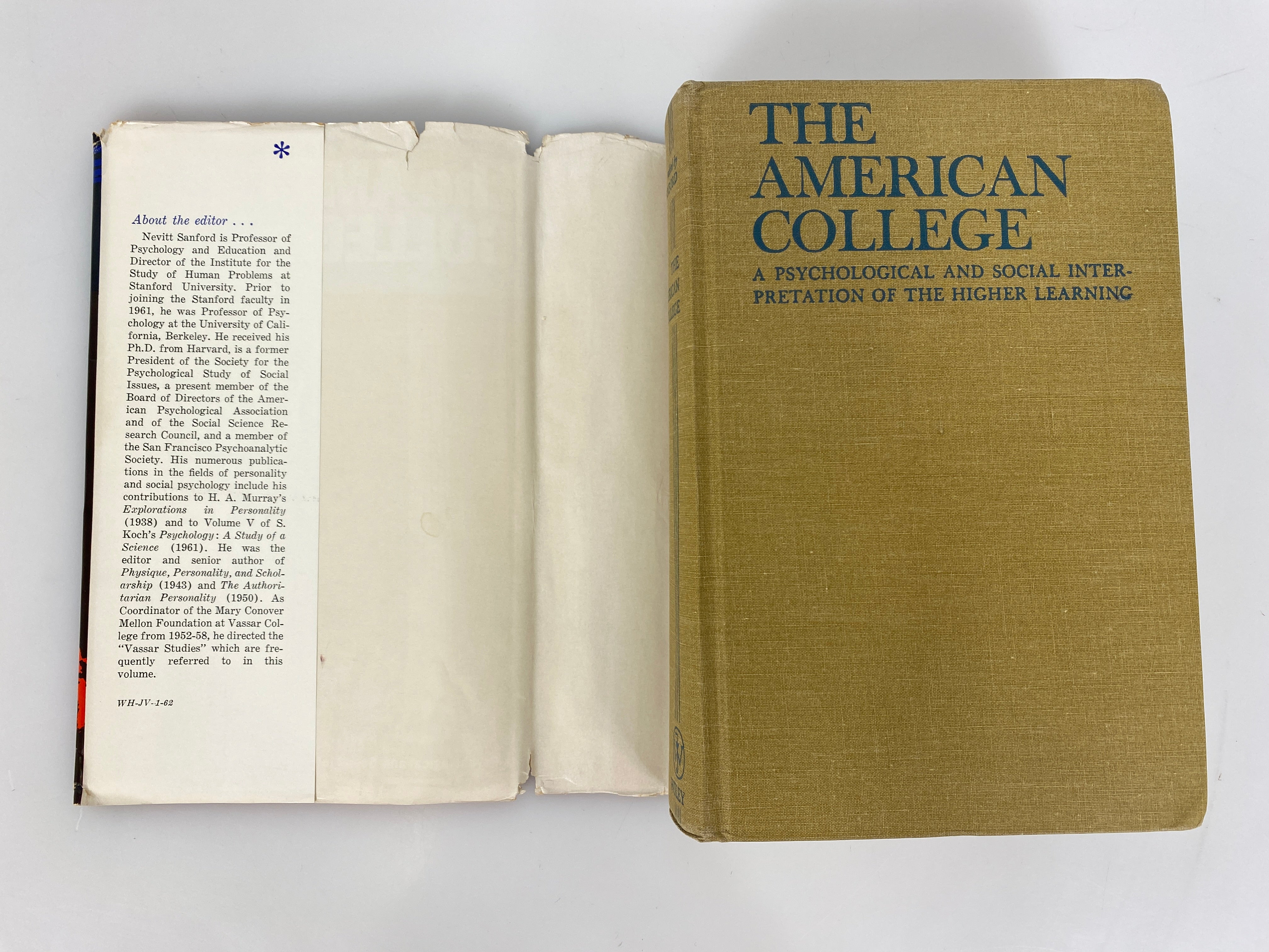 The American College by Nevitt Sanford 1962 Vintage HC DJ