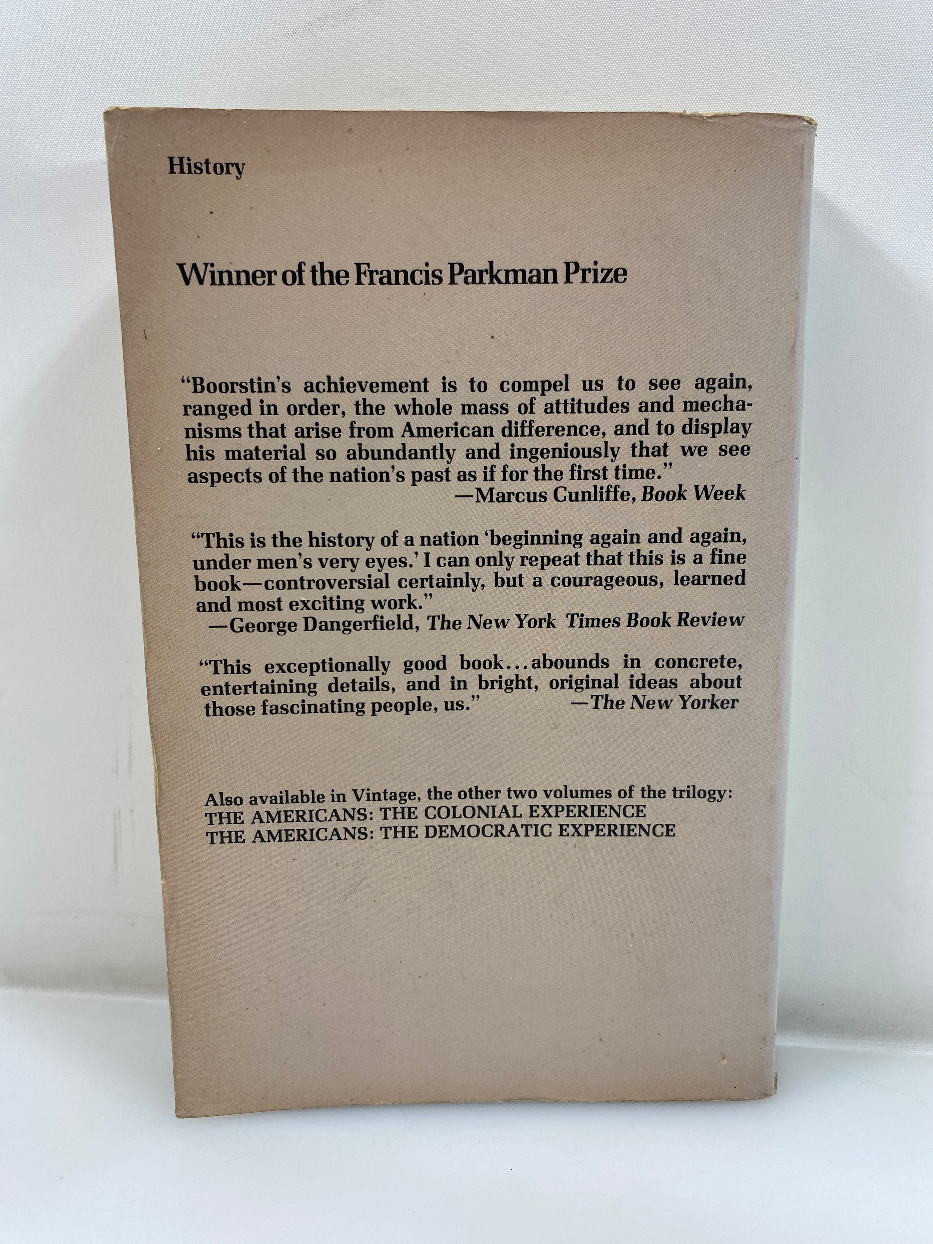 The Americans: The National Experience by Boorstin Vintage Books 1965 SC