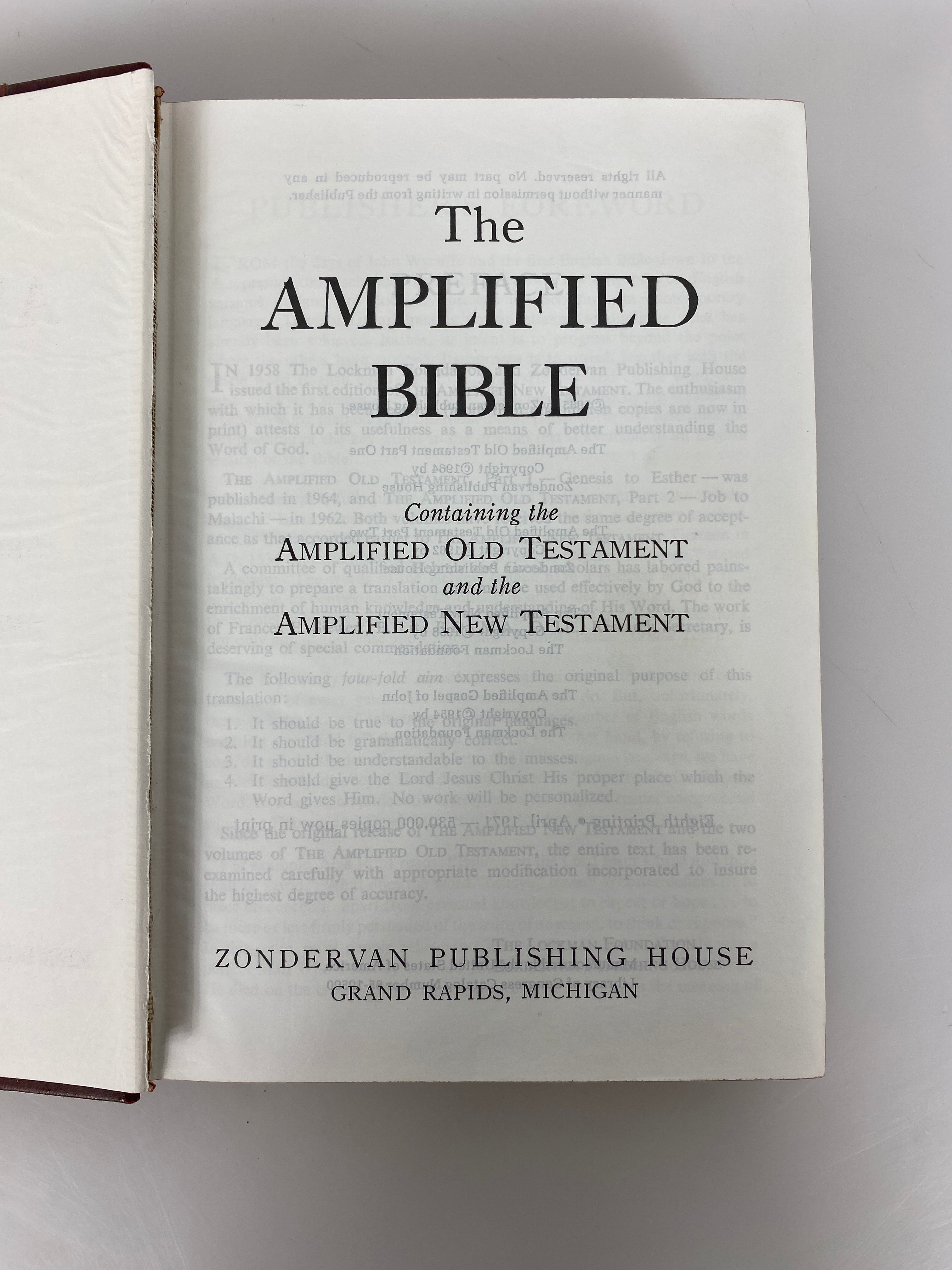 The Amplified Bible Zondervan Publishing 1971 8th Printing HC