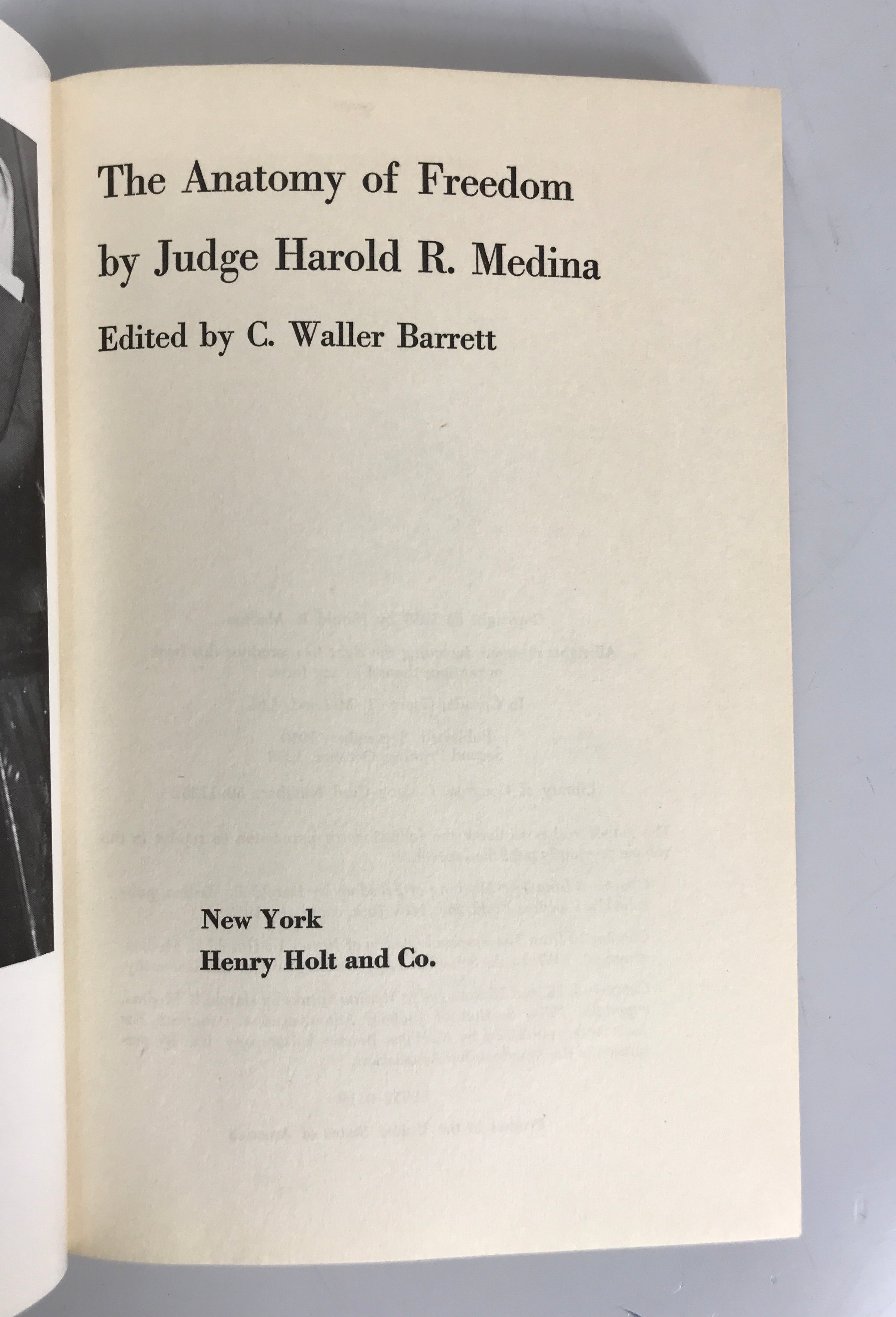 The Anatomy of Freedom Judge Harold Medina 1959 2nd Print HCDJ