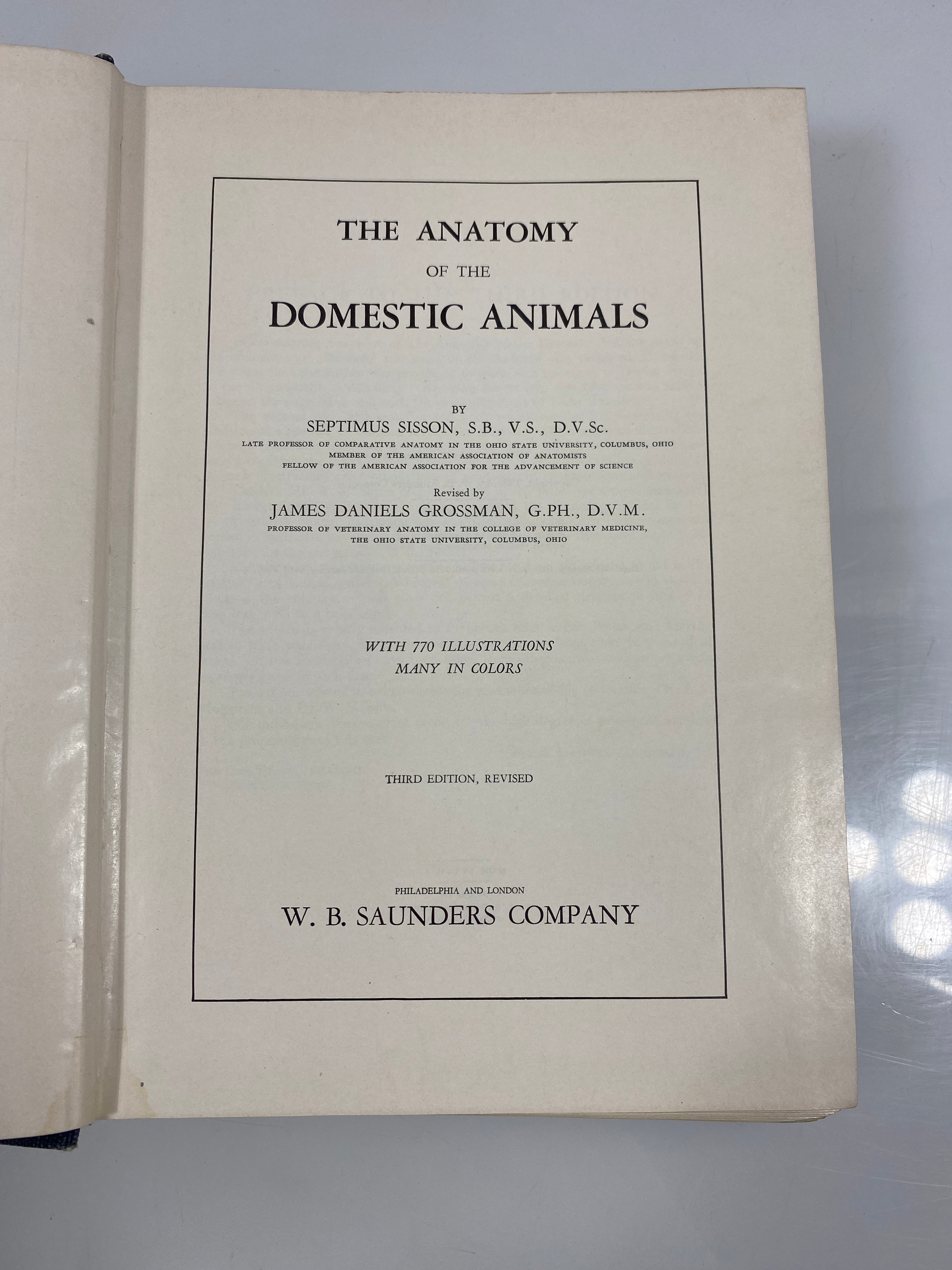 The Anatomy of the Domestic Animals by Sisson/Grossman Ex-library 1948 HC