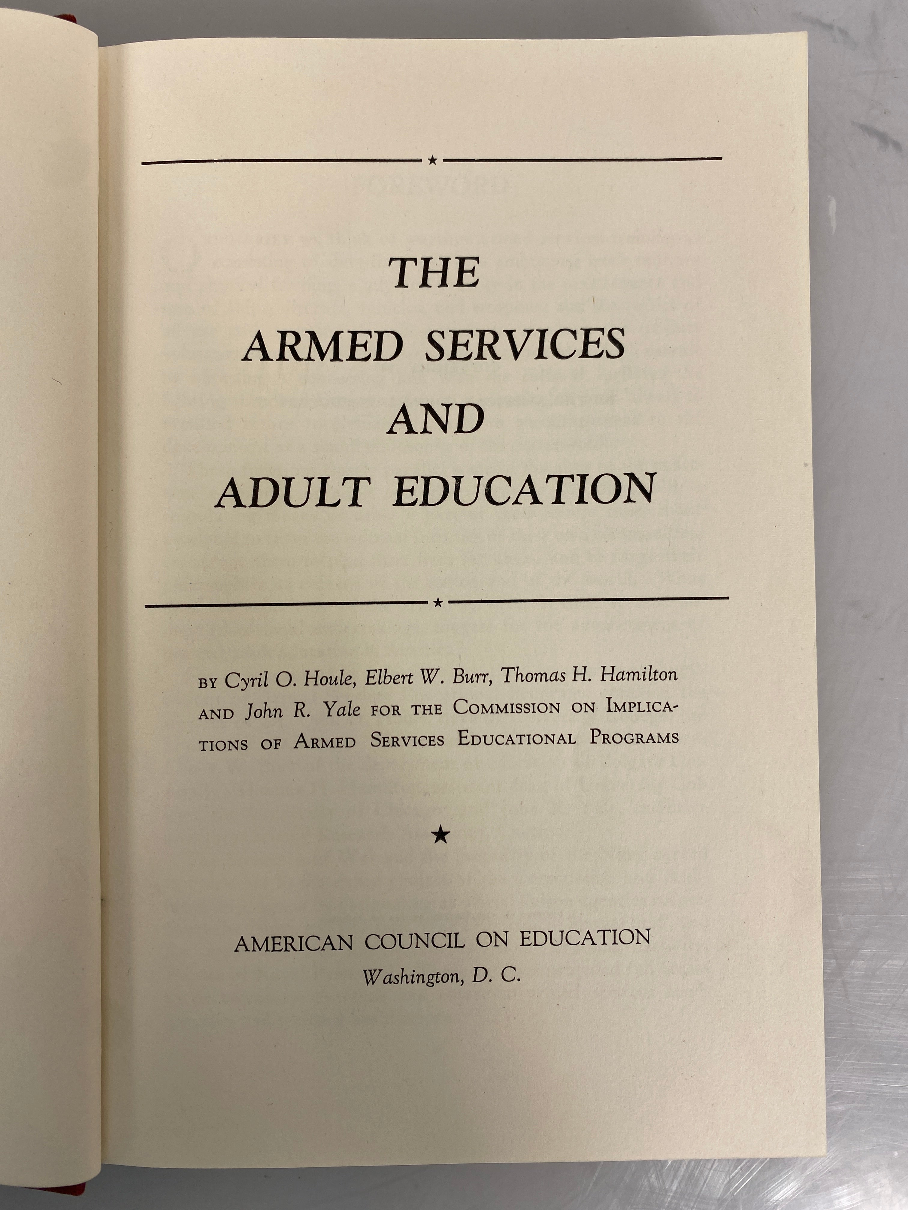 The Armed Services & Adult Education 1947 Signed/Inscribed HC