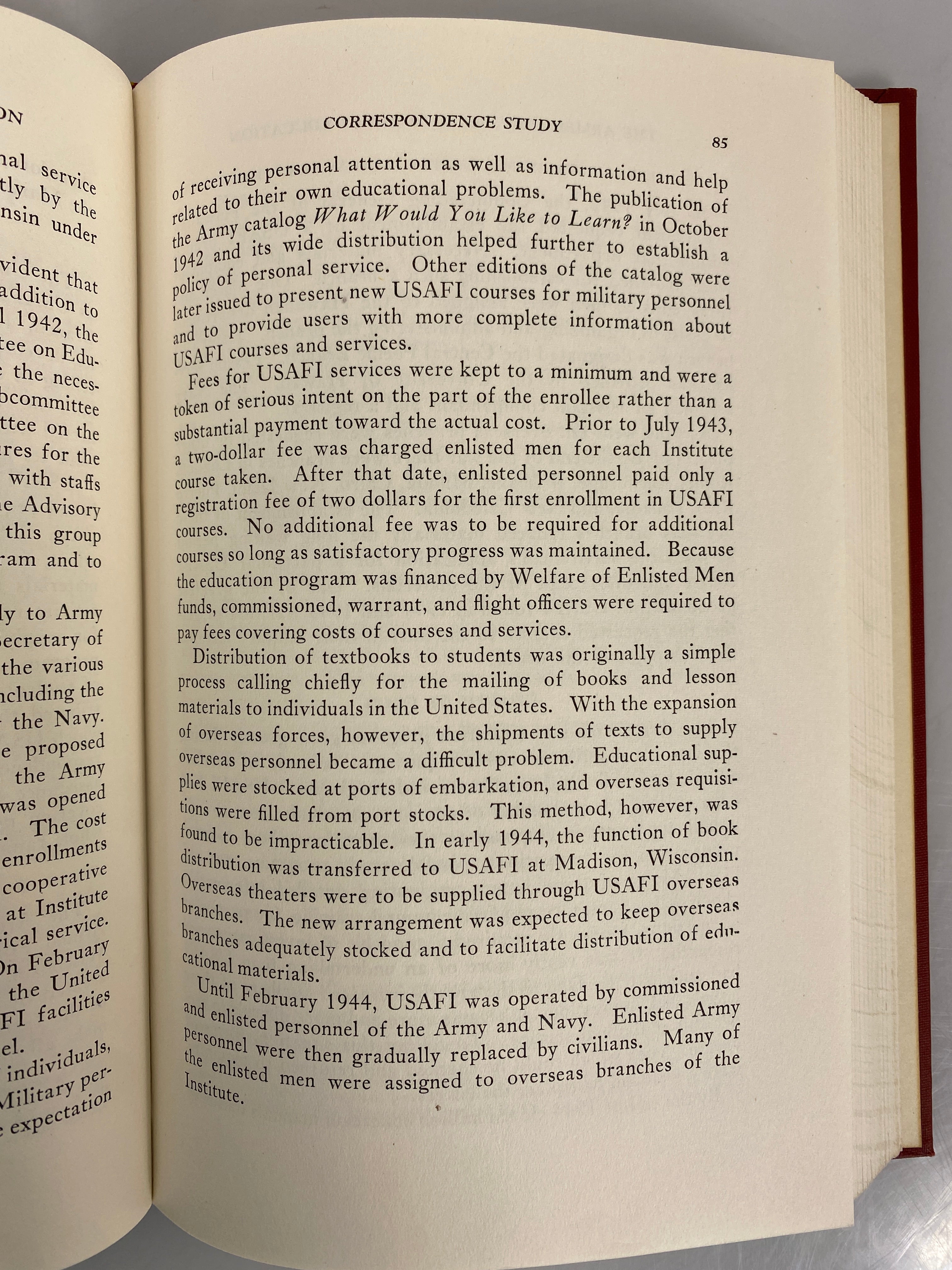 The Armed Services & Adult Education 1947 Signed/Inscribed HC