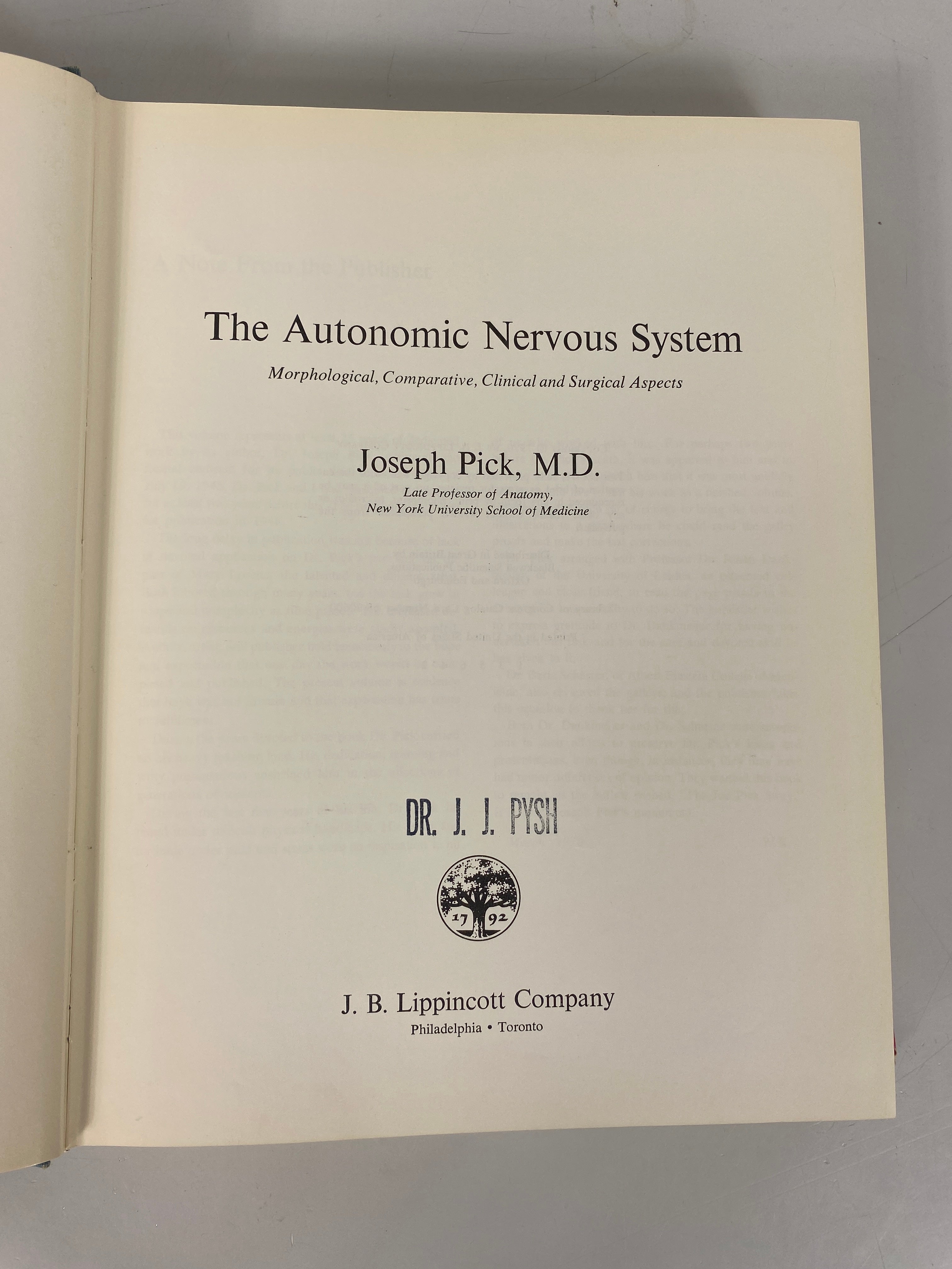 The Autonomic Nervous System Joseph Pick 1970 HCDJ