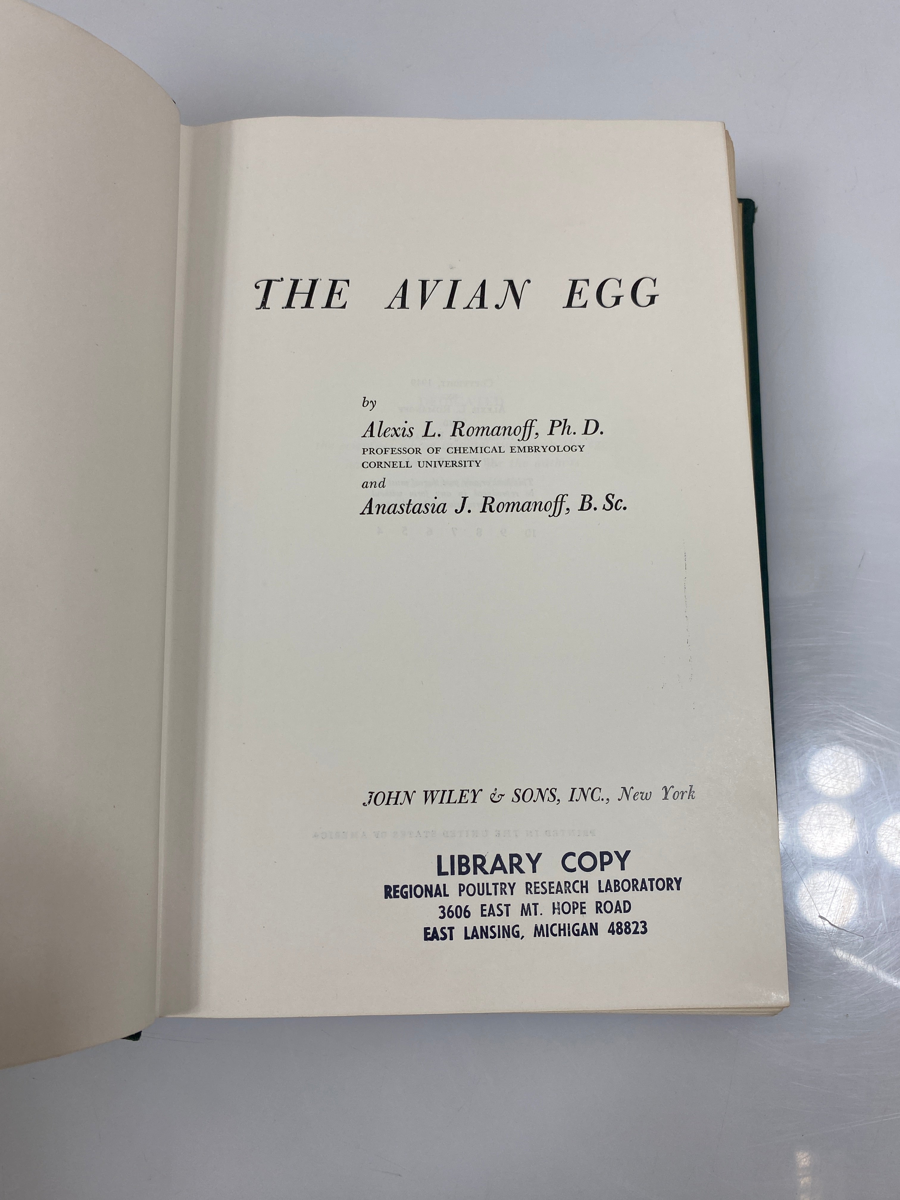 The Avian Egg by Romanoff/Romanoff Ex-library 1949 HC