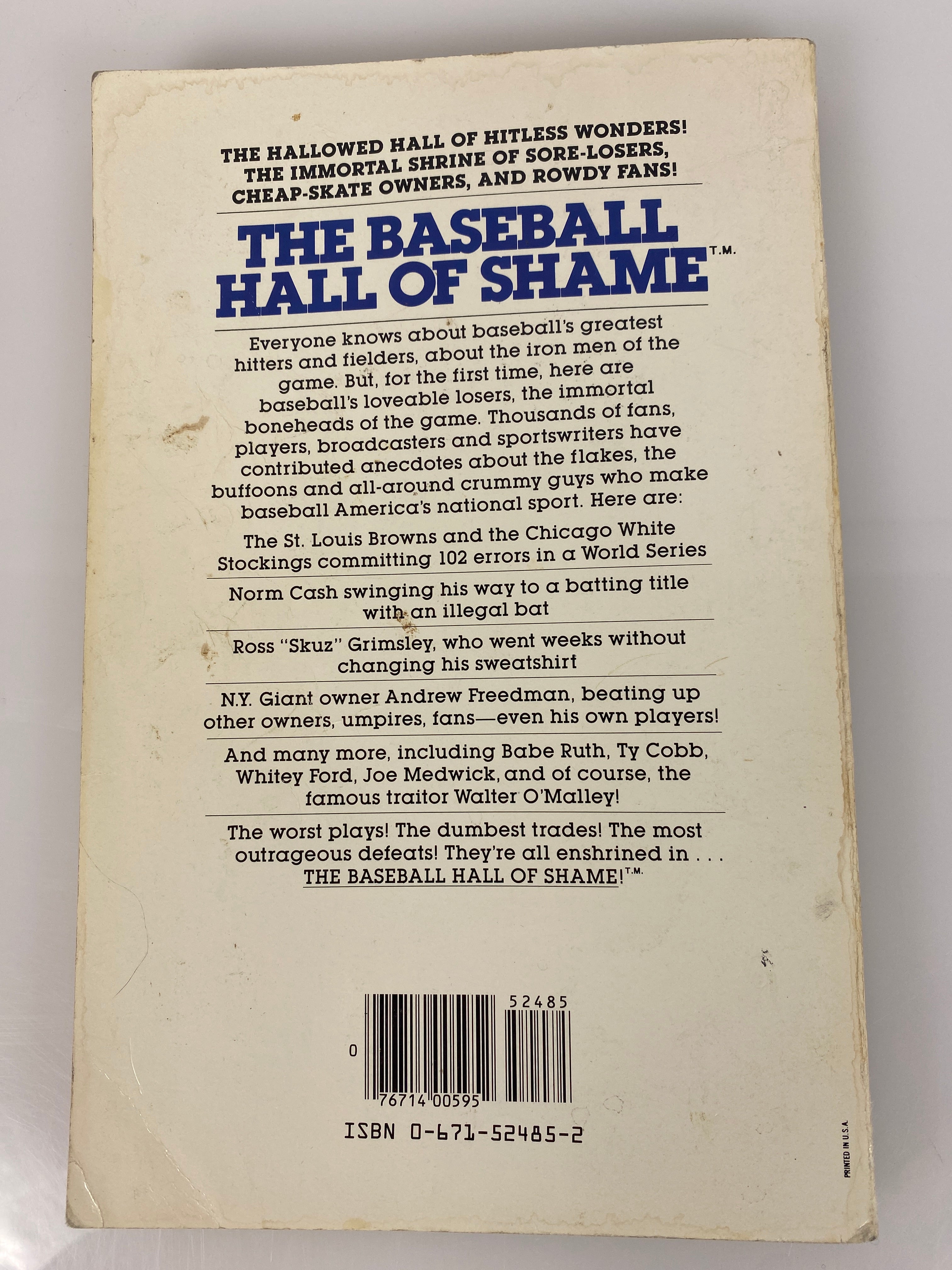The Baseball Hall of Shame Nash and Zullo Paperback 1985