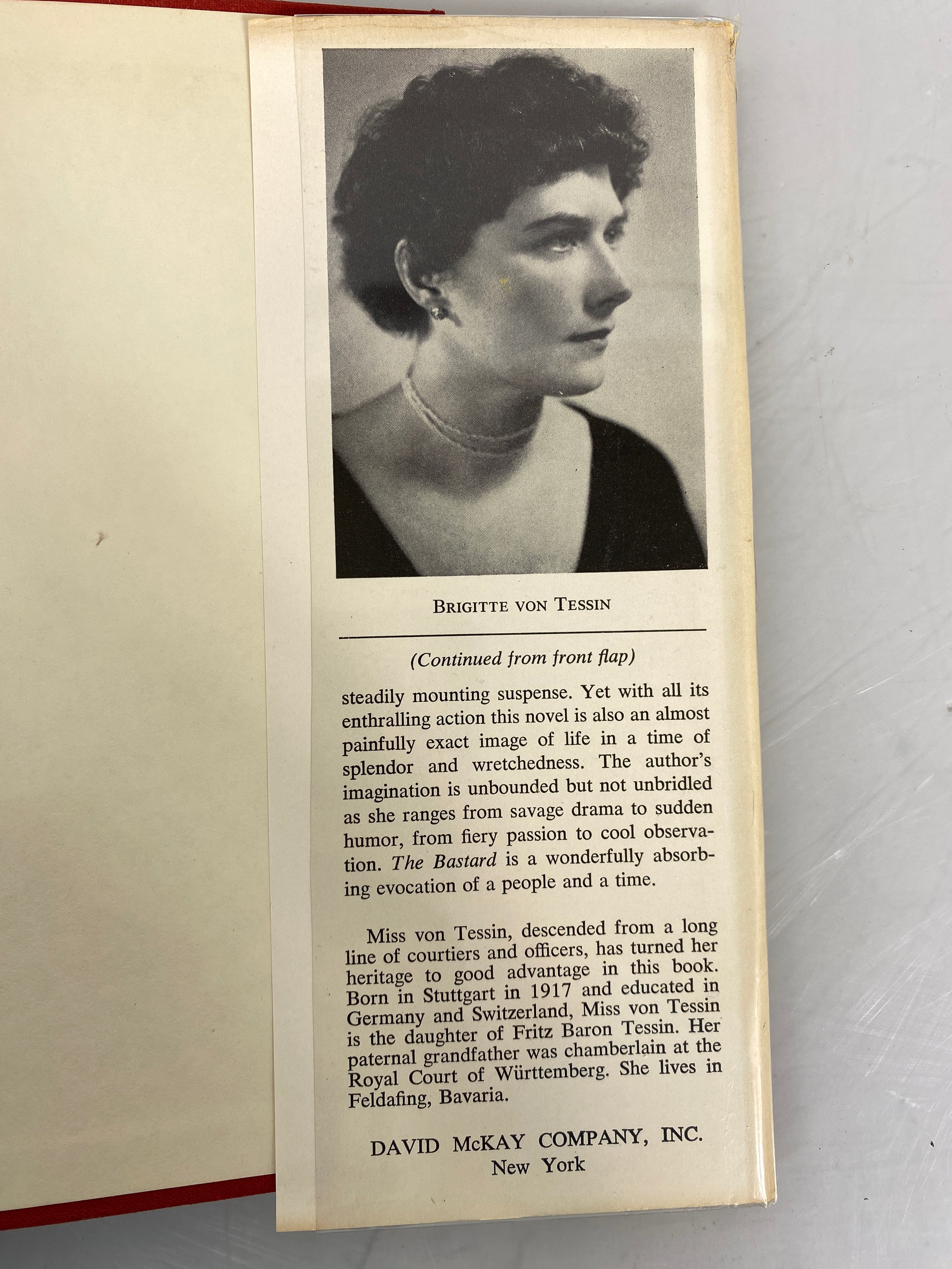 The Bastard a Novel by Brigitte von Tessin 1958 Vintage HC DJ