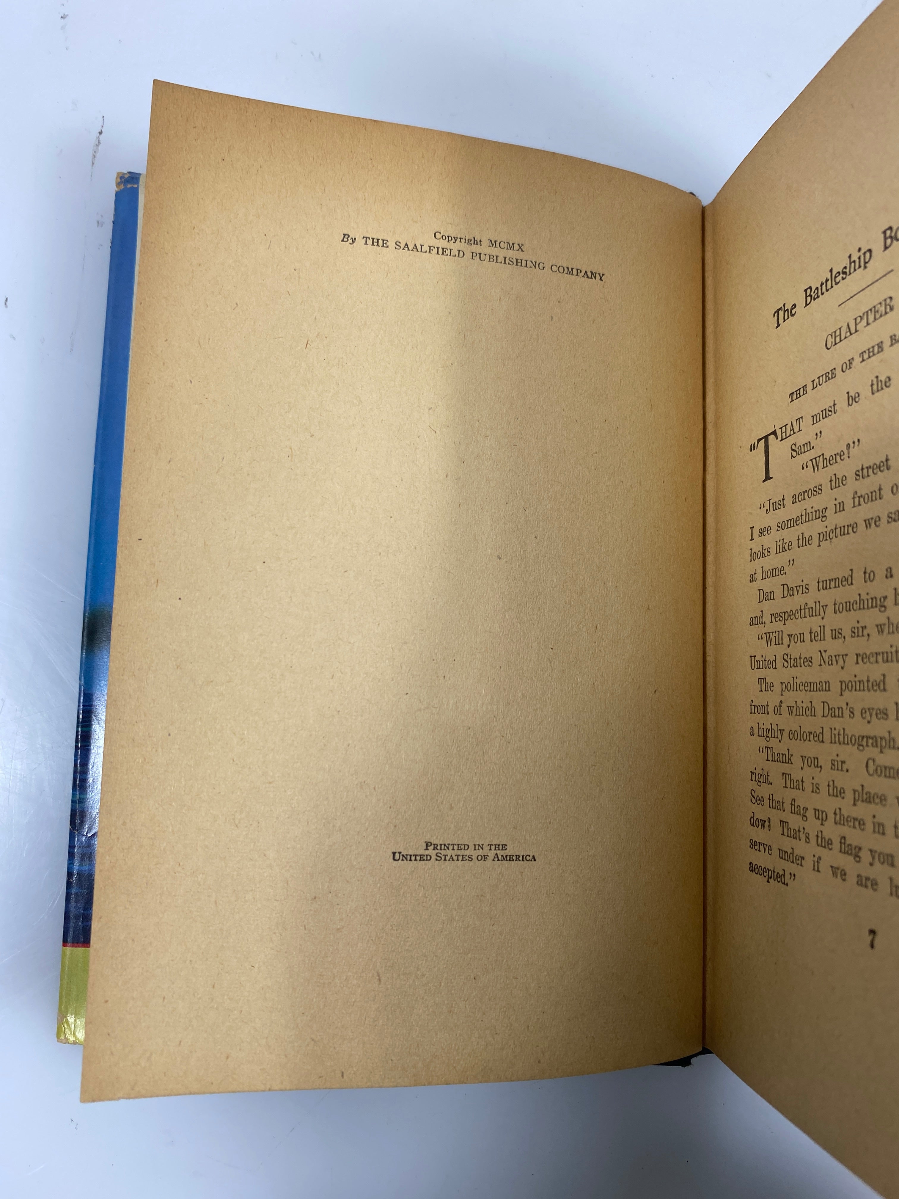 The Battleship Boys at Sea by Patchin Saalfield Publishing 1910 HCDJ