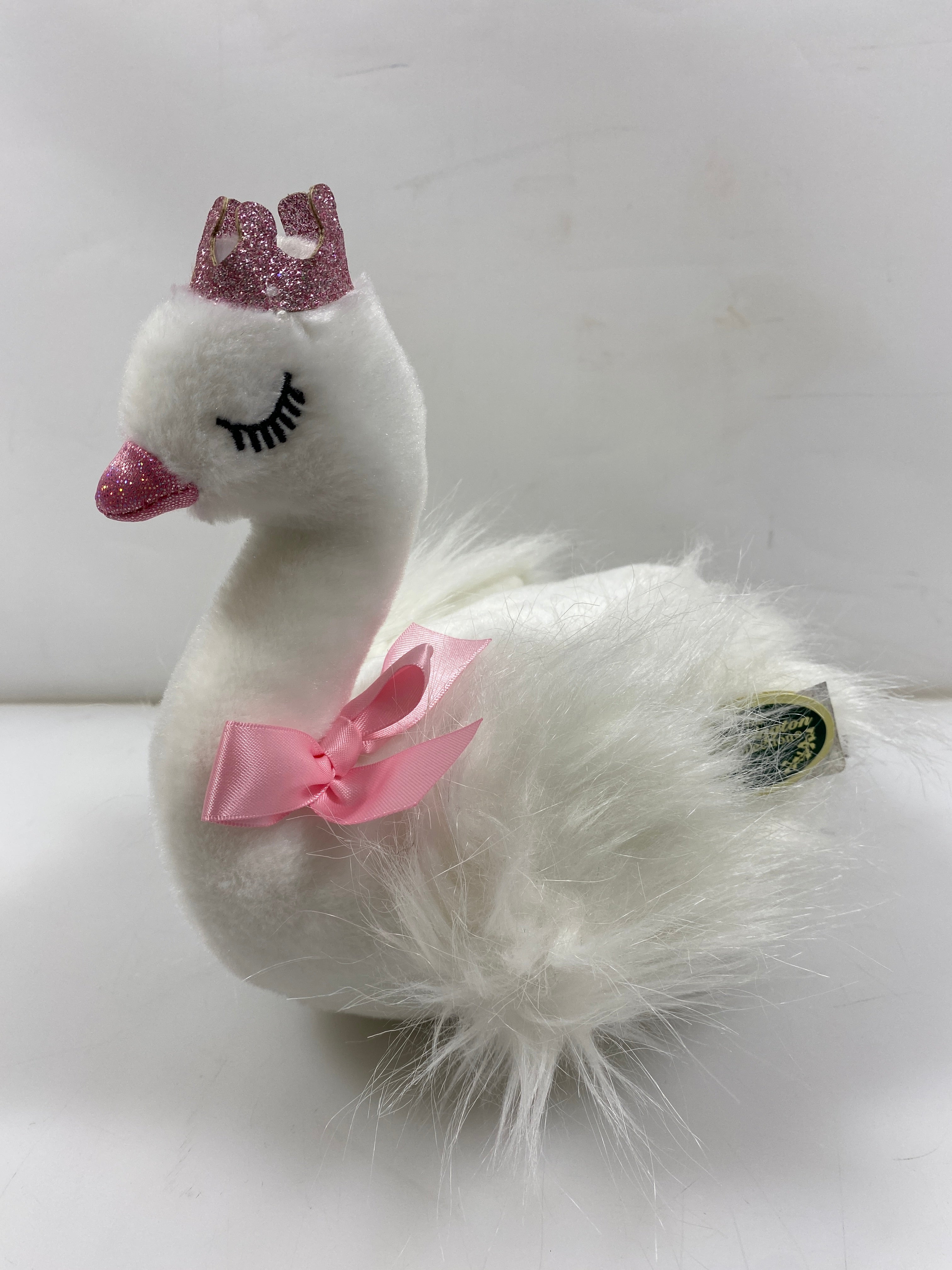 The Bearington Collection Pink Princess Swan Plush Toy