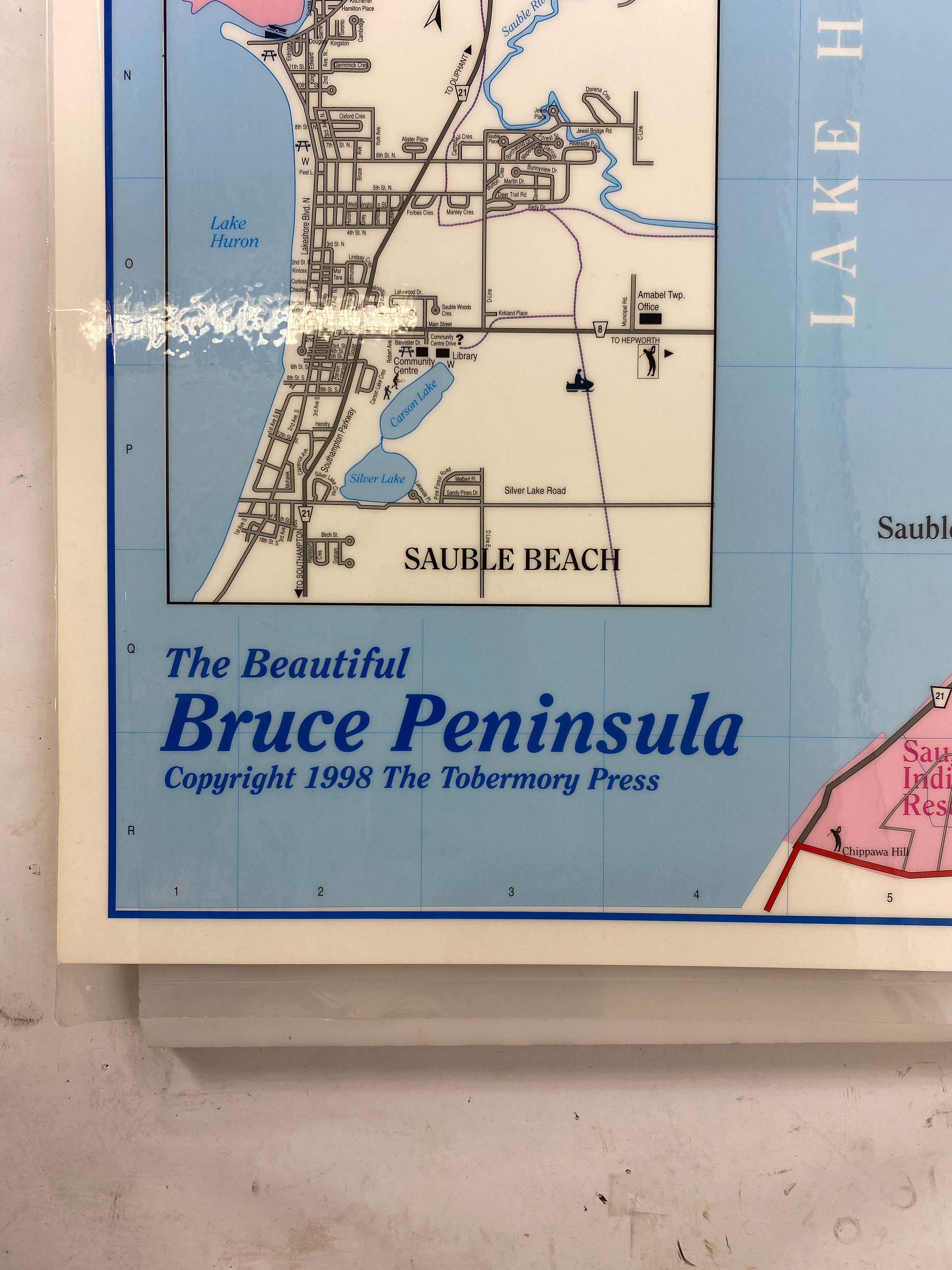 The Beautiful Bruce Peninsula (Ontario) 1998 Laminated Map Tobermory Press