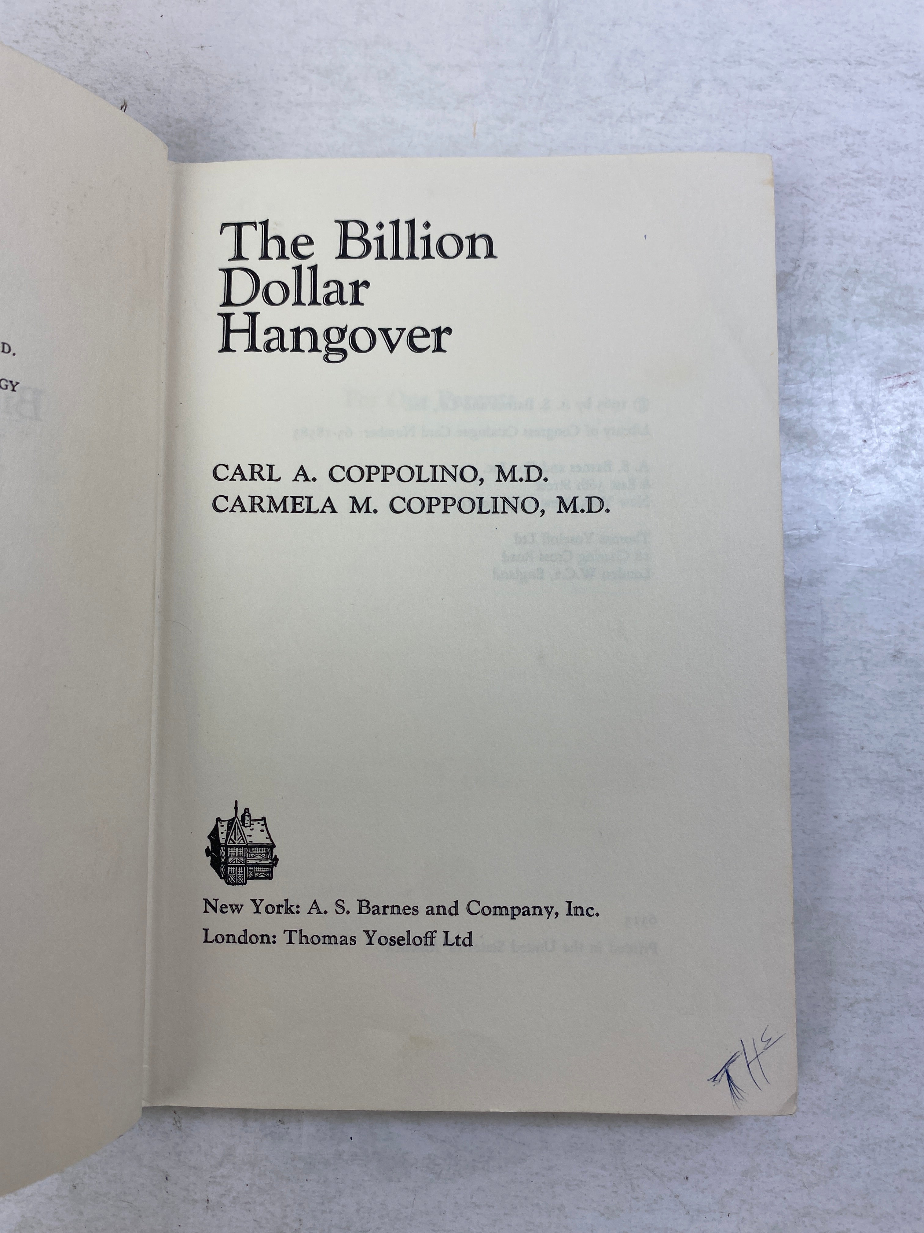 The Billion Dollar Hangover by Coppolino/Coppolino Ex-library 1965 HC