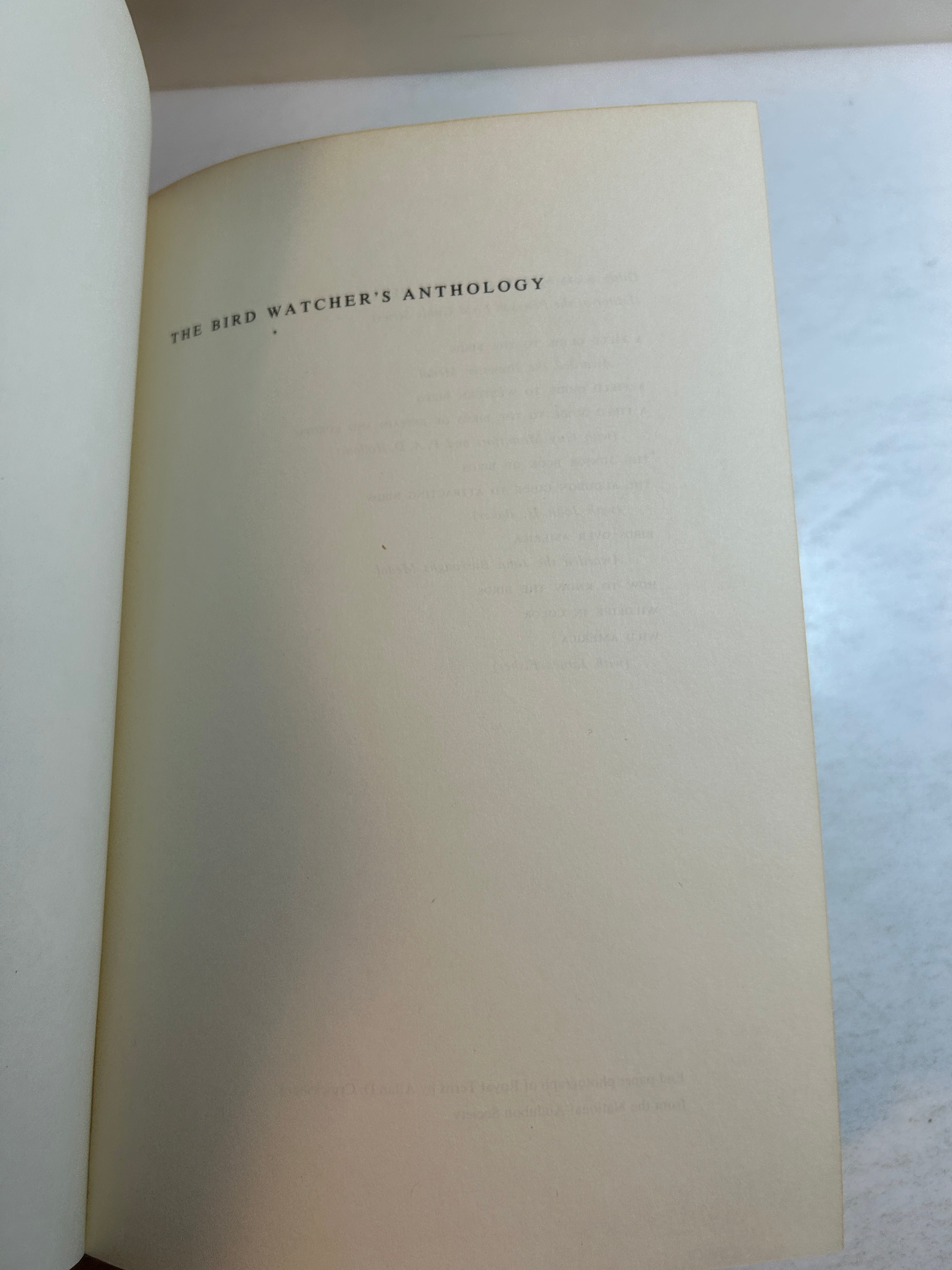 The Bird Watcher's Anthology Roger Tory Peterson Harcourt, Brace & Co 1957 HCDJ