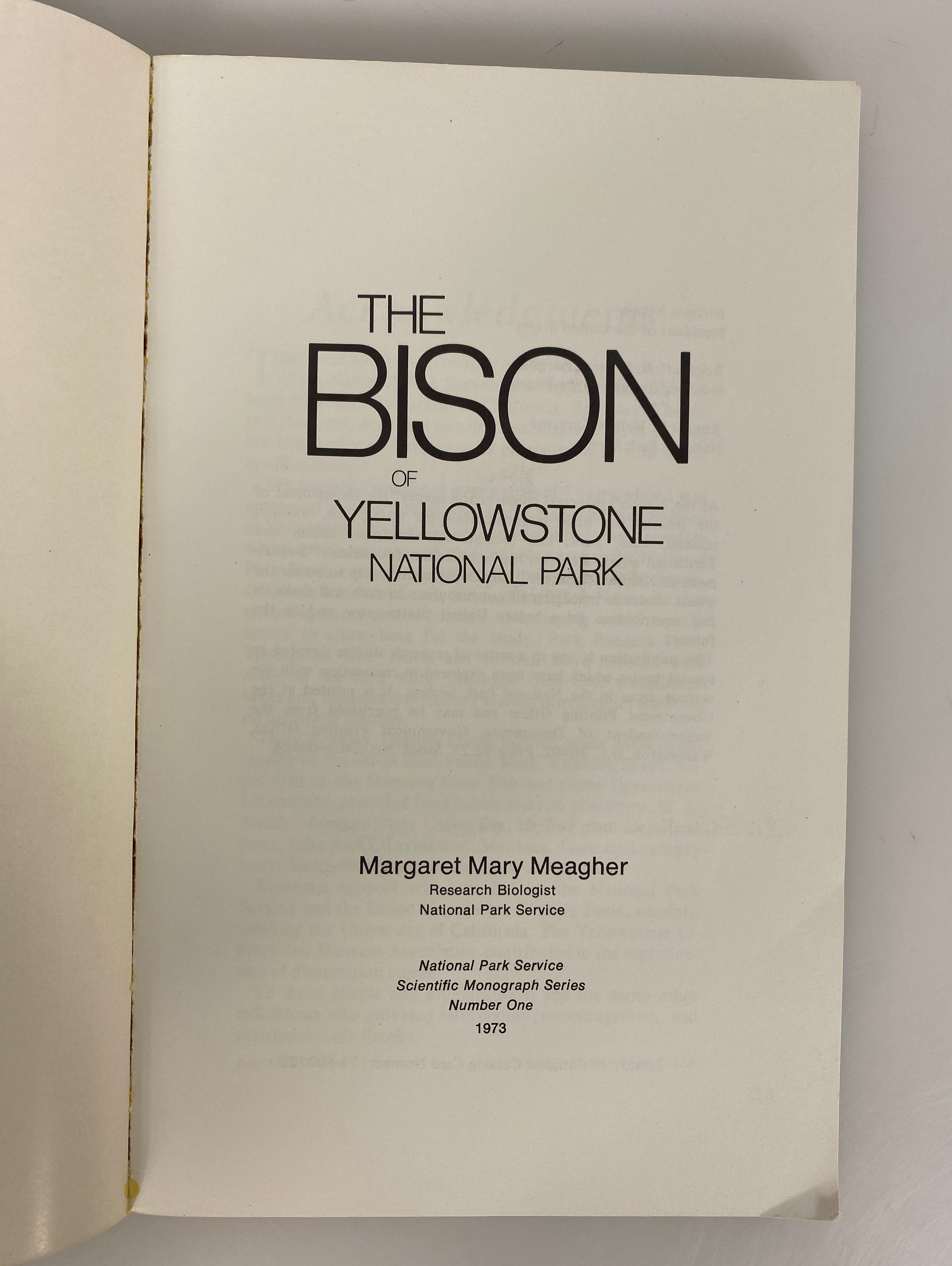 The Bison of Yellowstone Park by Meagher 1973 Vintage SC