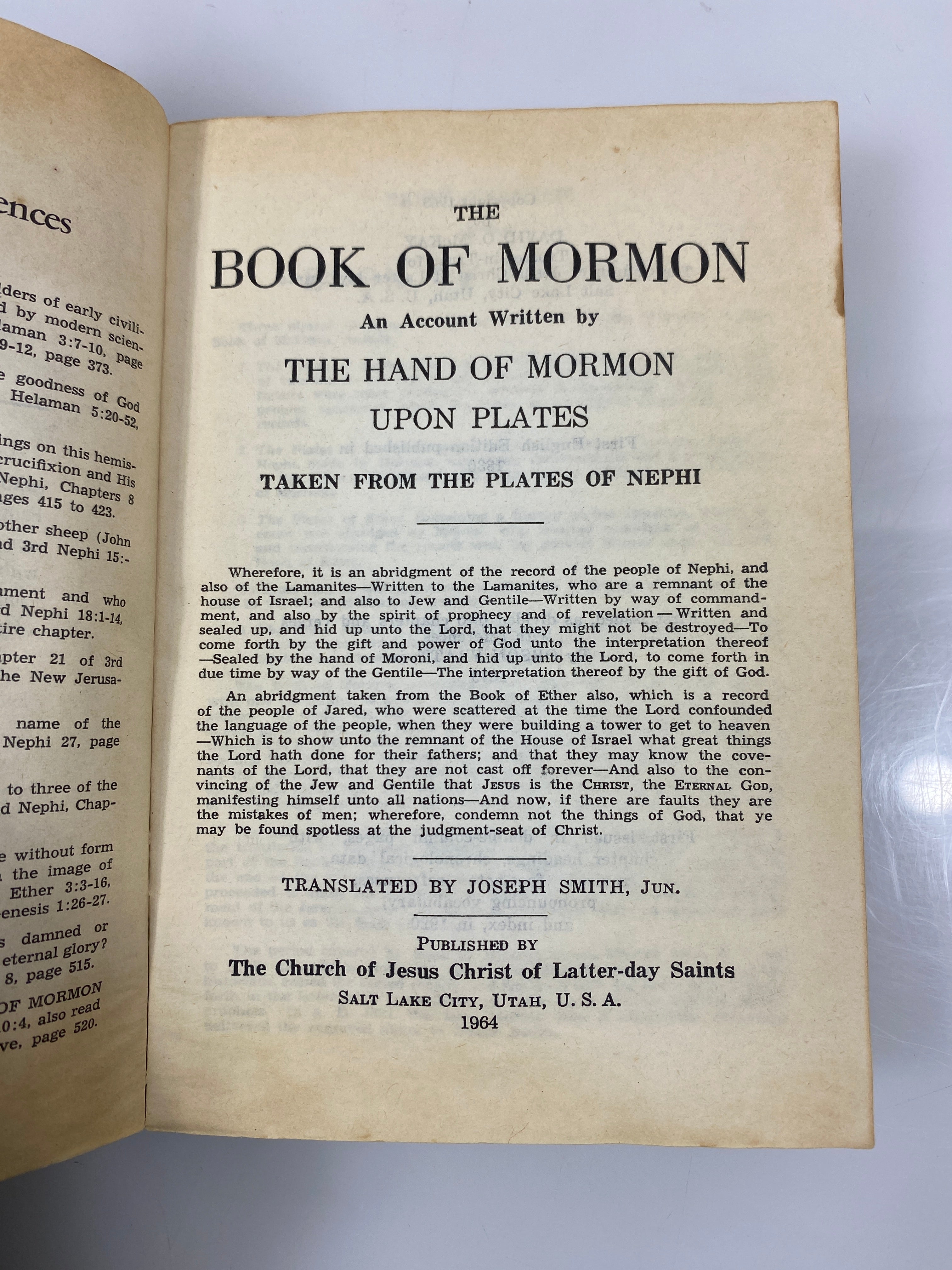 The Book of Mormon Joseph Smith 1964 HC