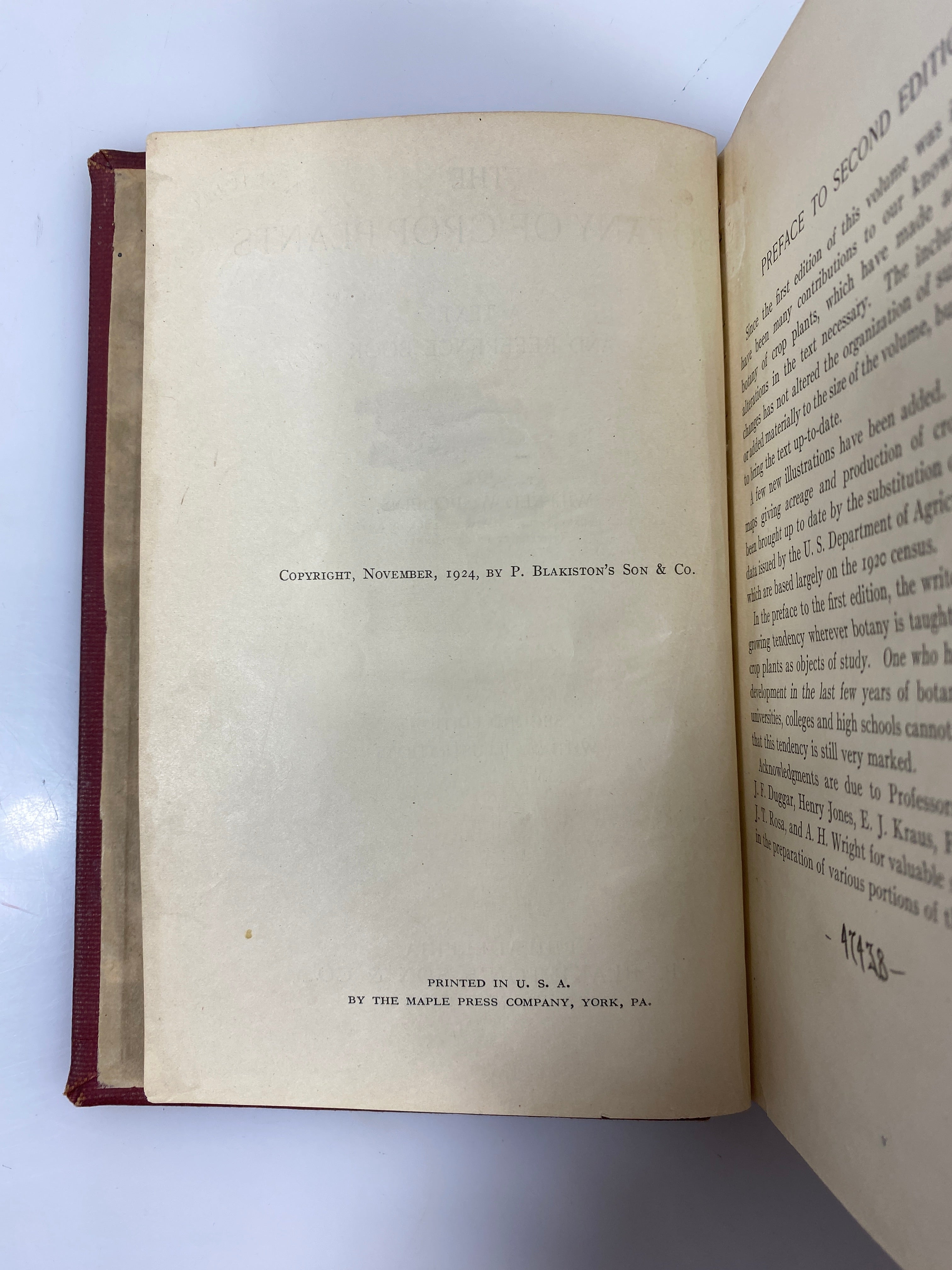 The Botany of Crop Plants by Robbins 2nd Edition 1924 Ex-Library HC