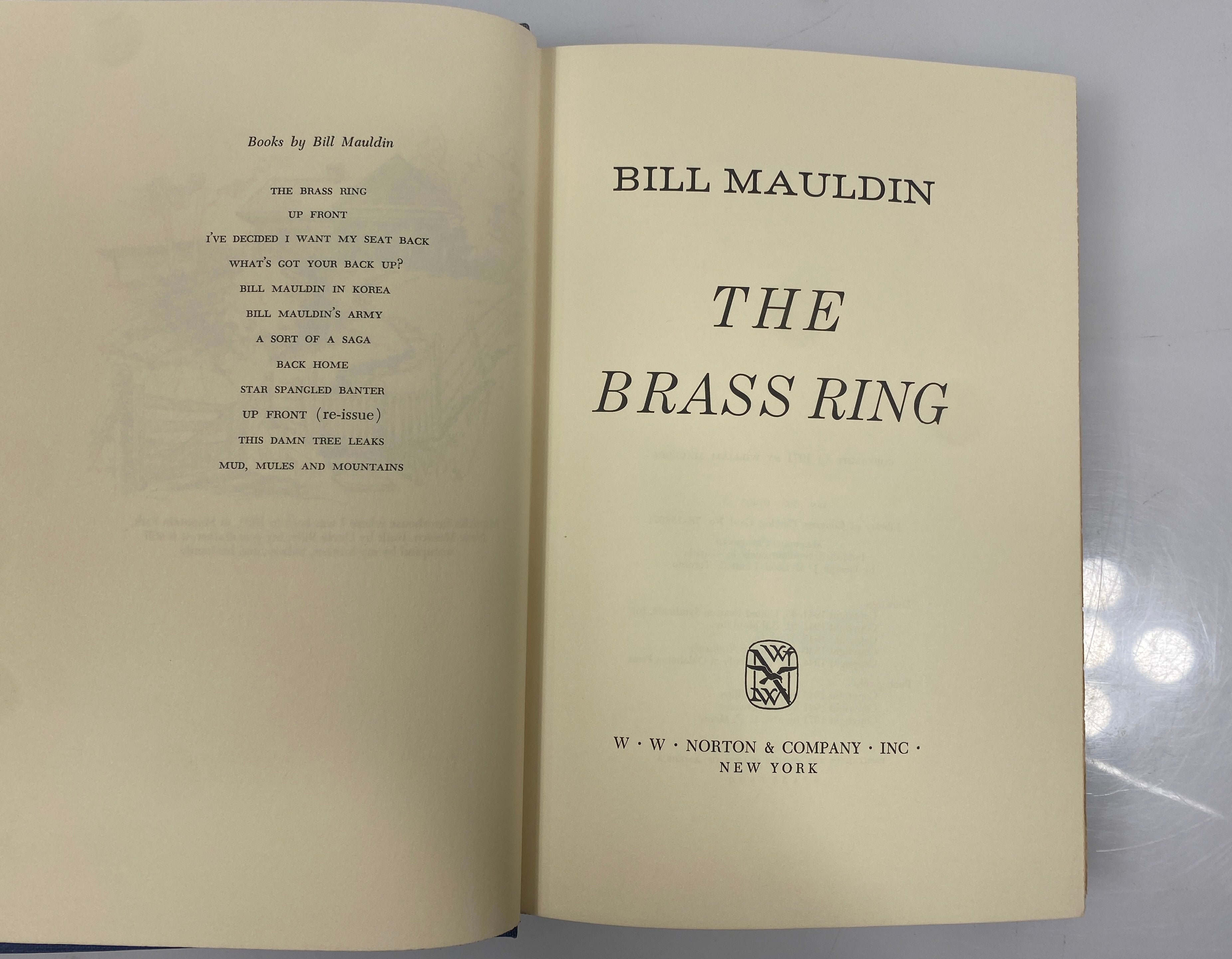 The Brass Ring by Bill Mauldin 1971 DJ HC