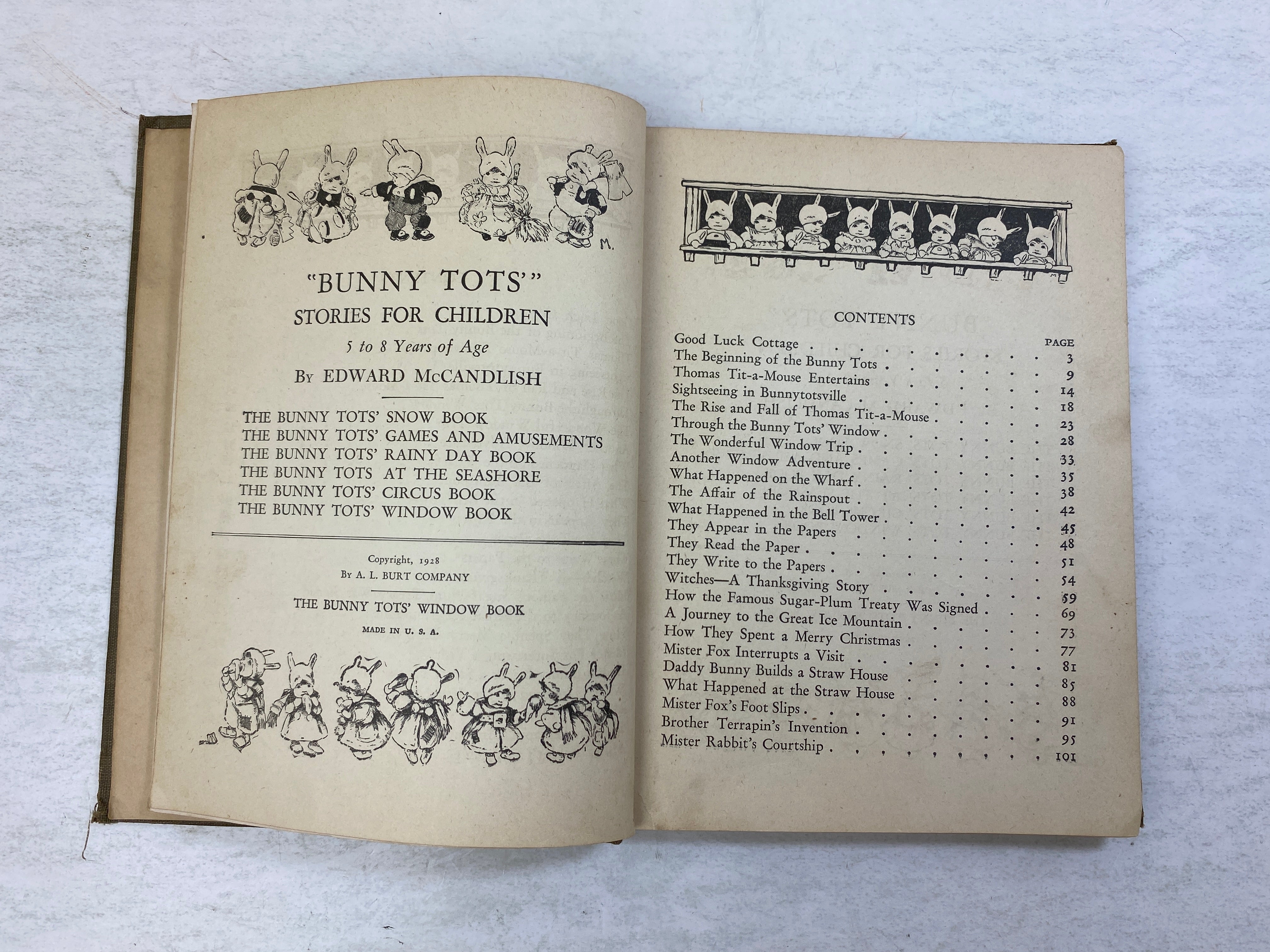 The Bunny Tots' Window Book by McCandlish 1928 HC