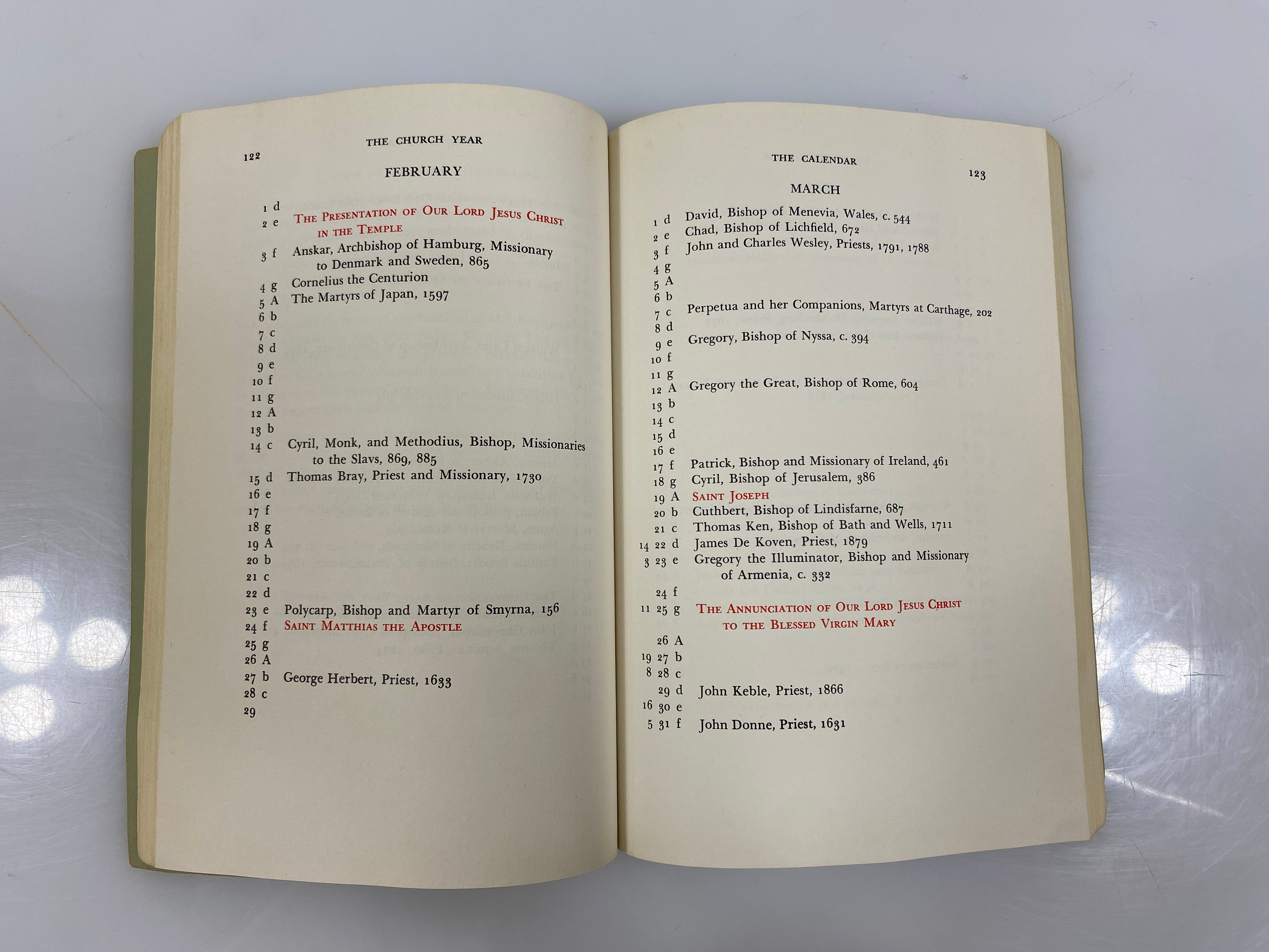 The Church Year Calendar & Proper of the Sundays & Other Holy Days 1970 SC