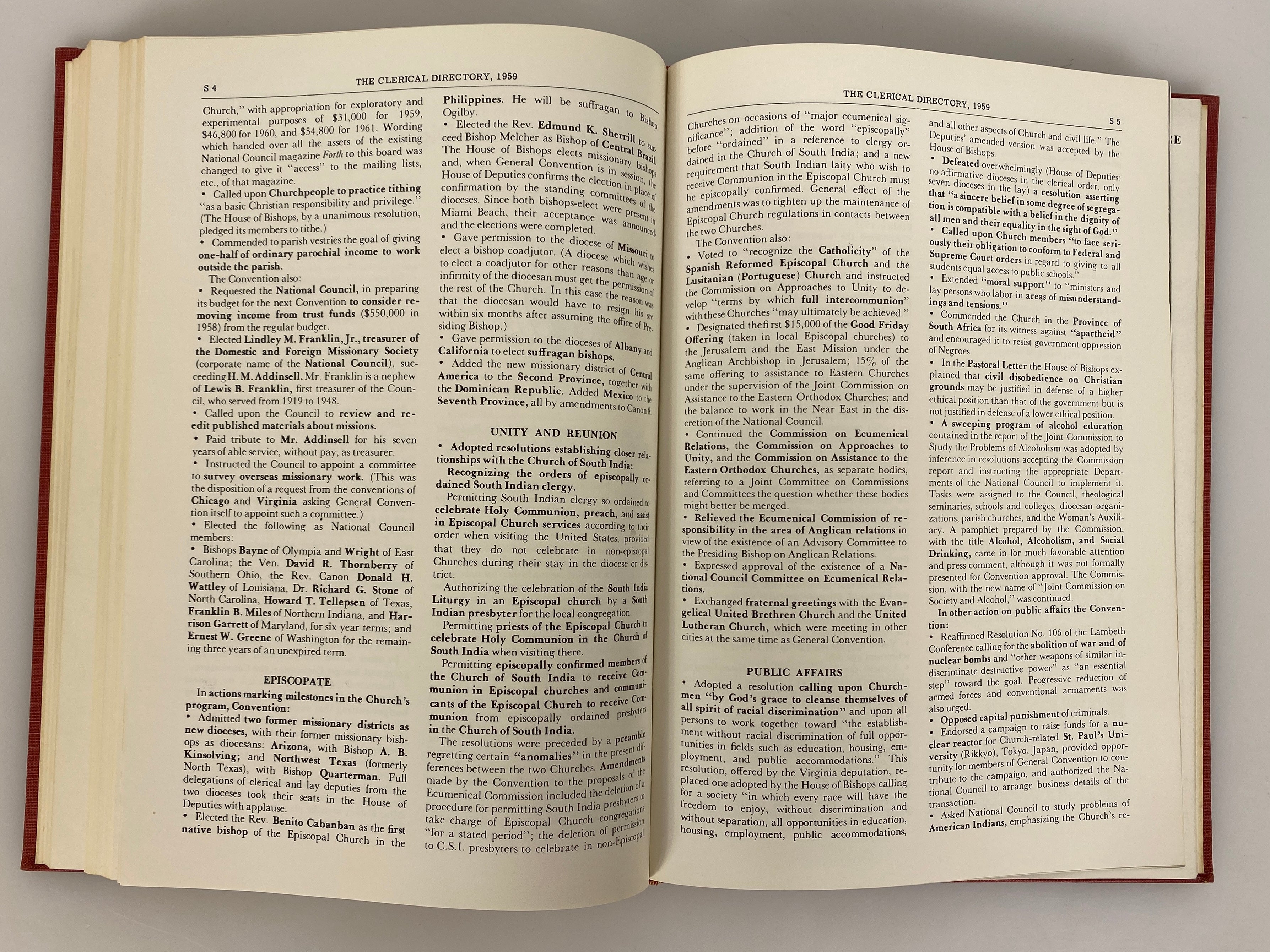 The Clerical Directory of the Protestant Episcopal Church in the U.S. 1959 HC