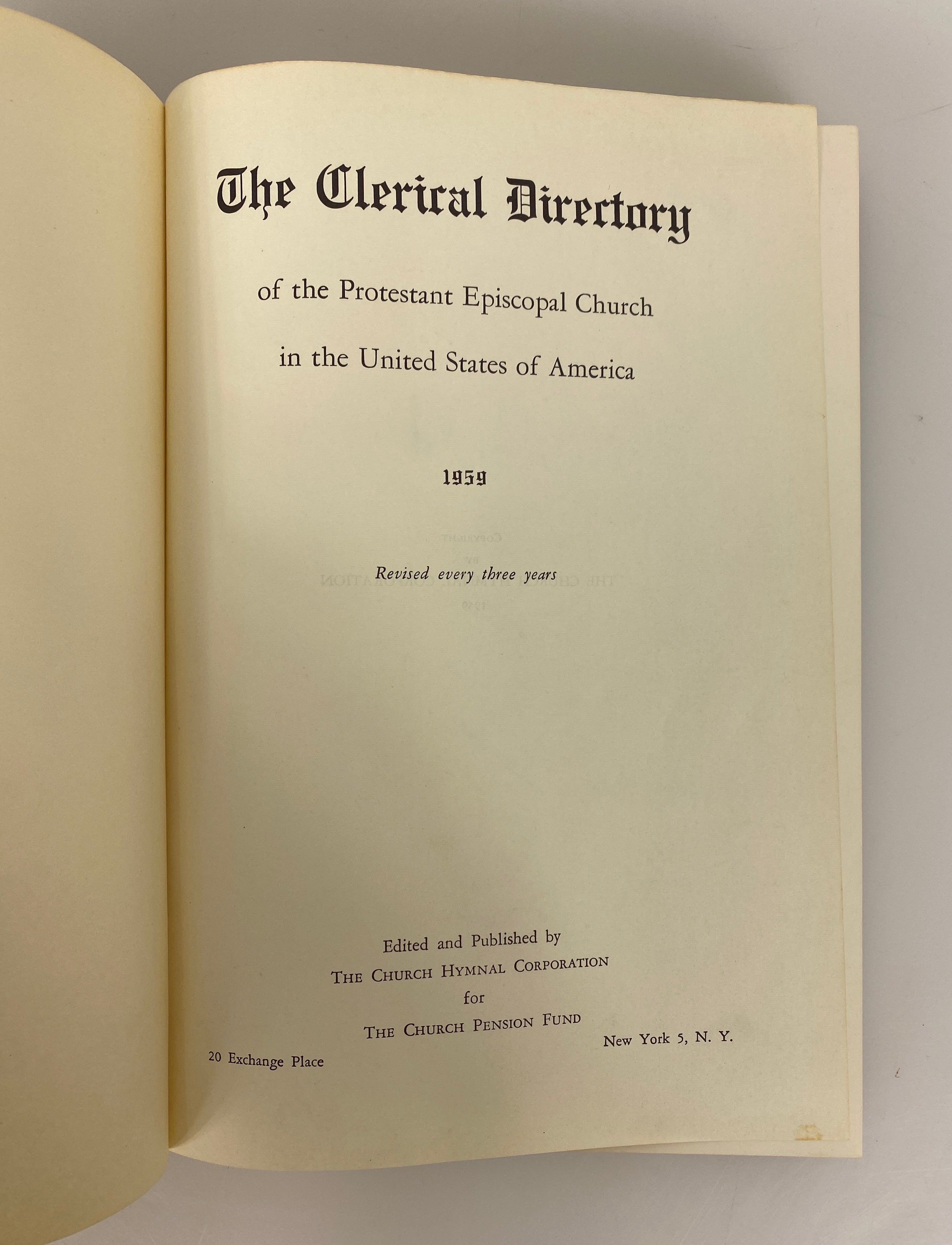 The Clerical Directory of the Protestant Episcopal Church in the U.S. 1959 HC