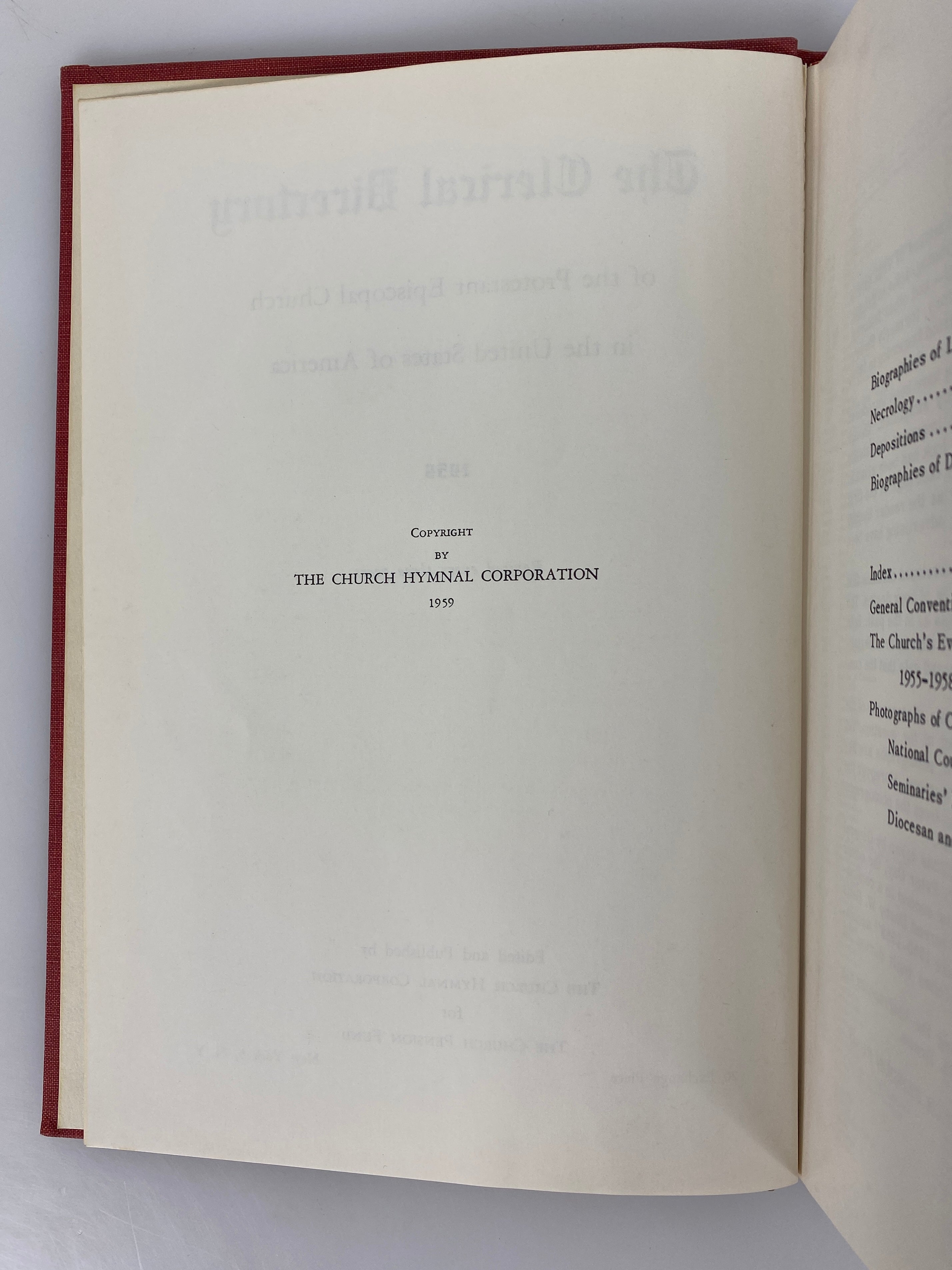 The Clerical Directory of the Protestant Episcopal Church in the U.S. 1959 HC