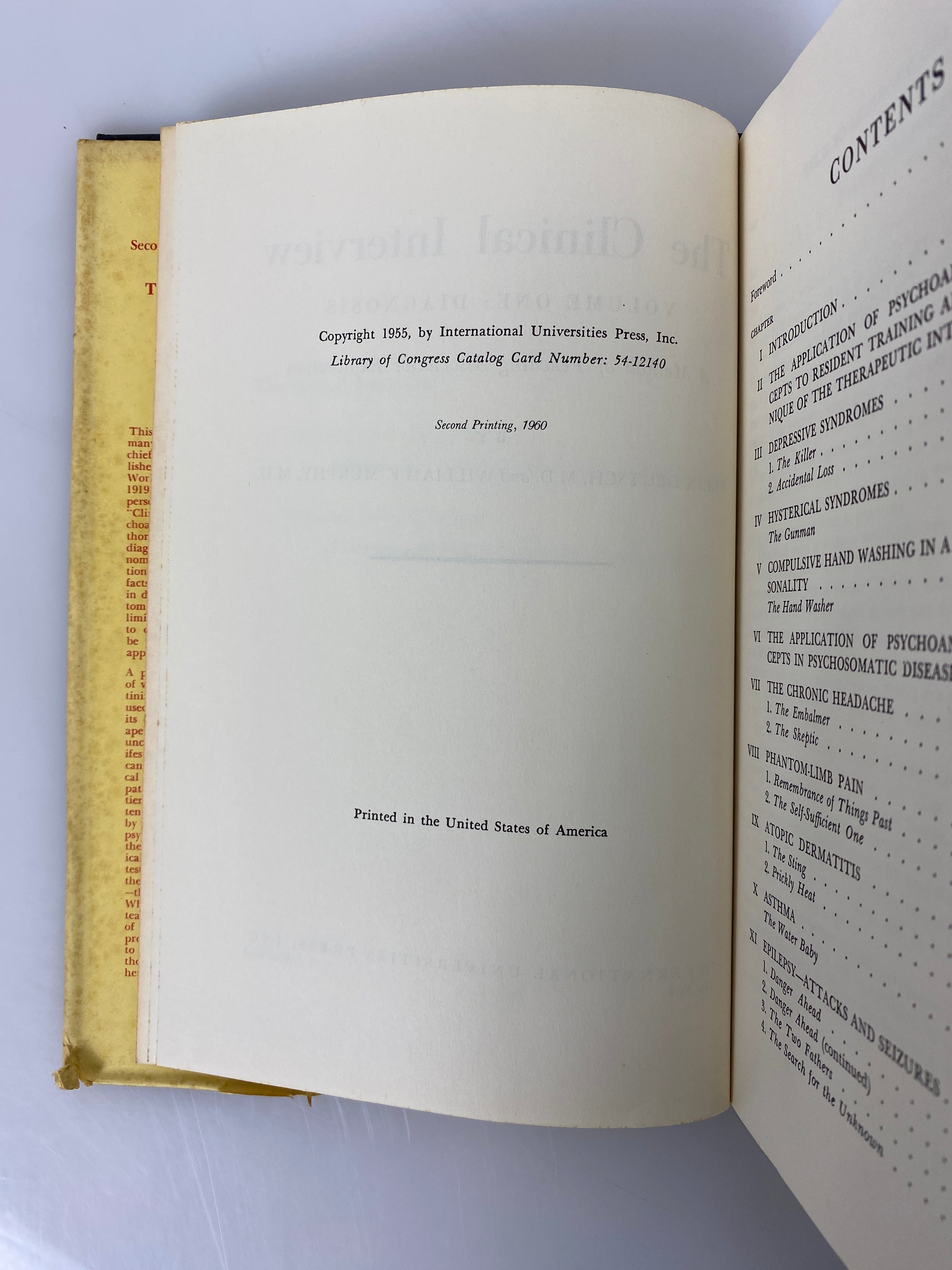 The Clinical Interview Vol One: Diagnosis by Deutsch/Murphy 1960 HCDJ