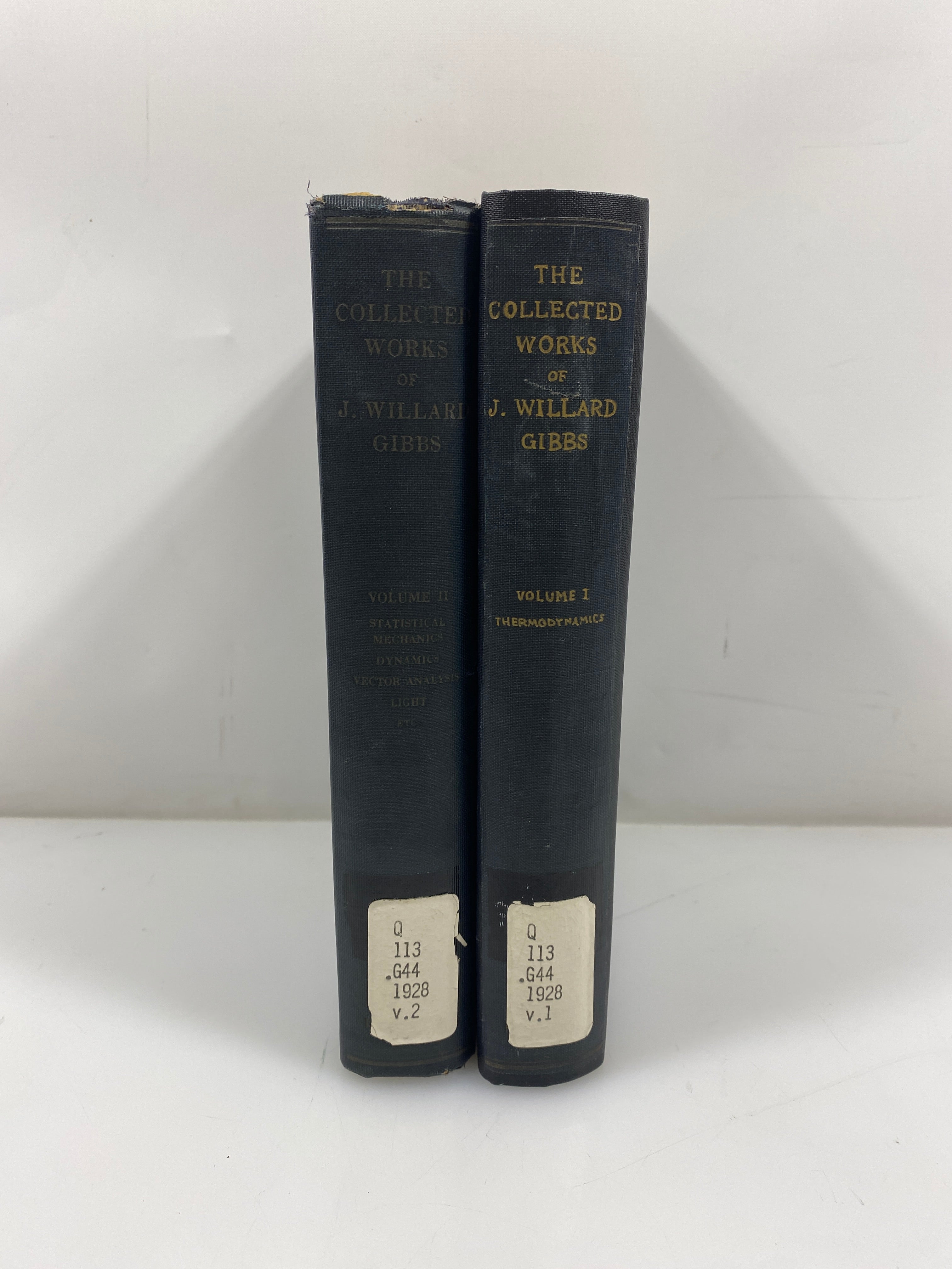 The Collected Works of J. Willard Gibbs Vol. 1-2 1928 Ex-Library HC