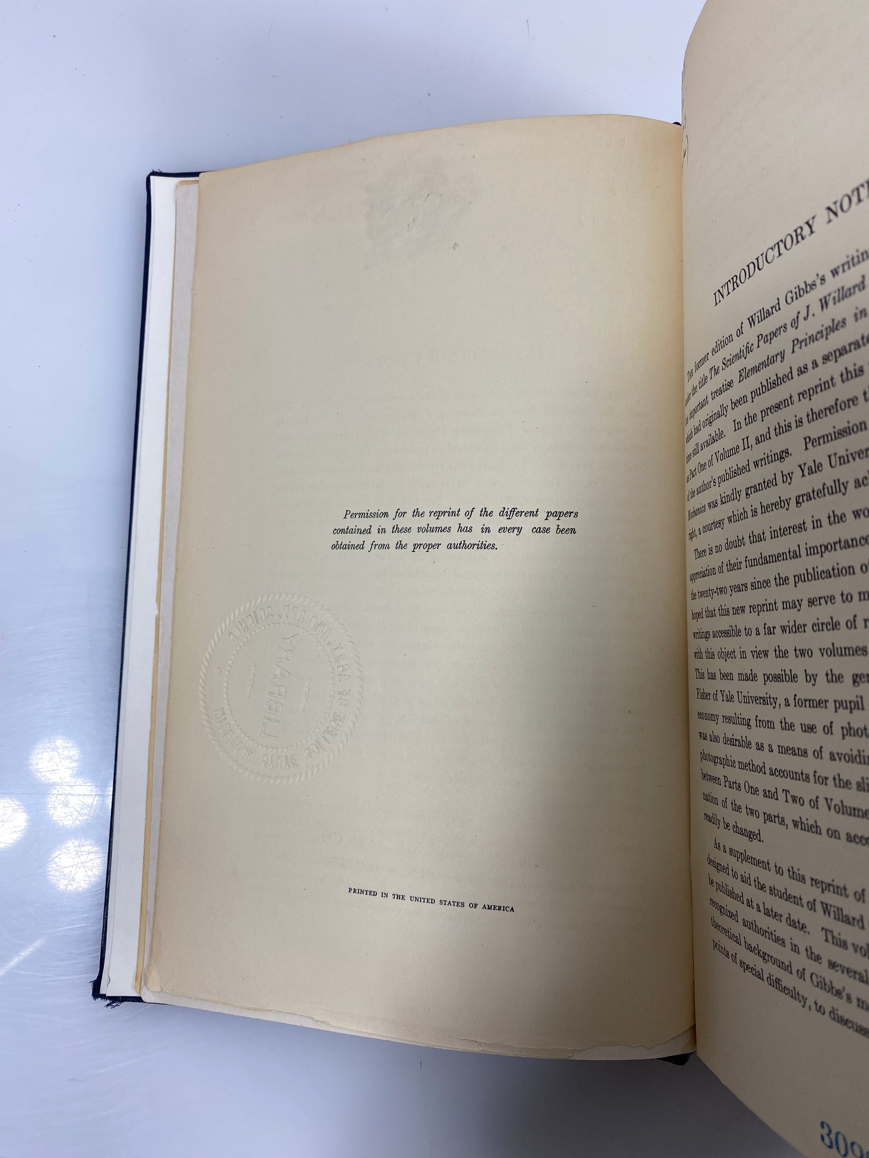 The Collected Works of J. Willard Gibbs Vol. 1-2 1928 Ex-Library HC