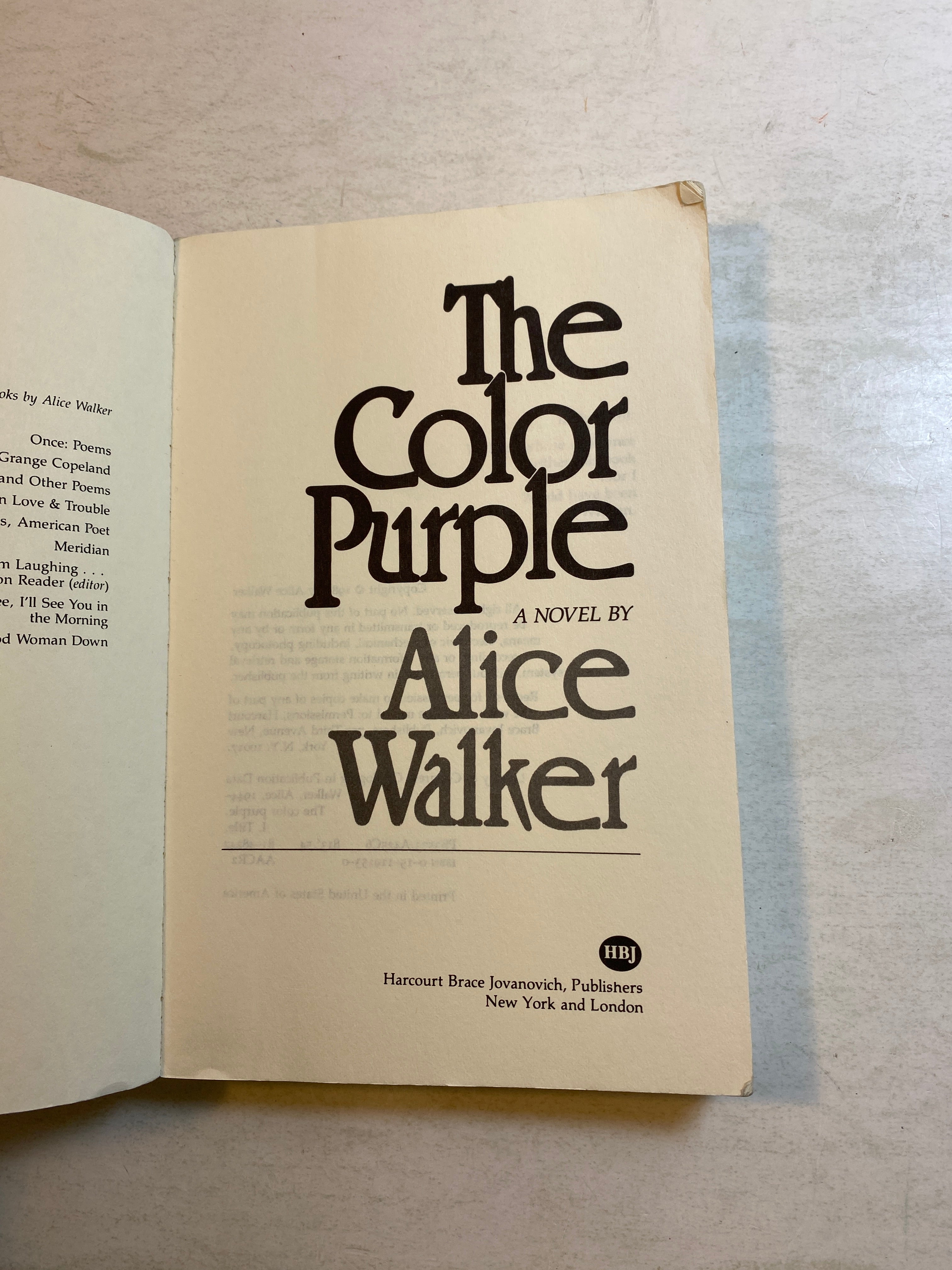 The Color Purple by Alice Walker SC 1982