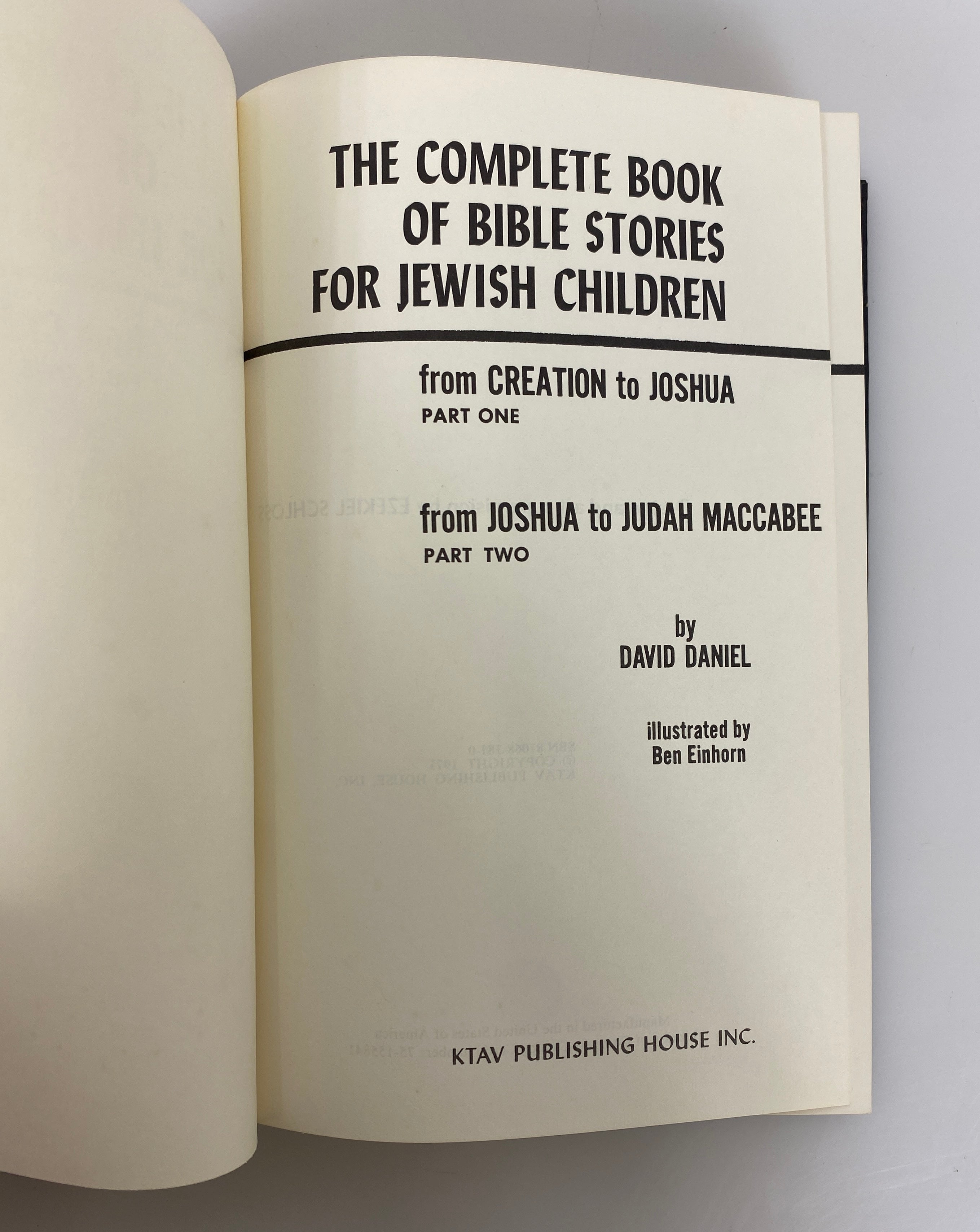 The Complete Book of Bible Stories for Jewish Children by Daniel 1971 HC