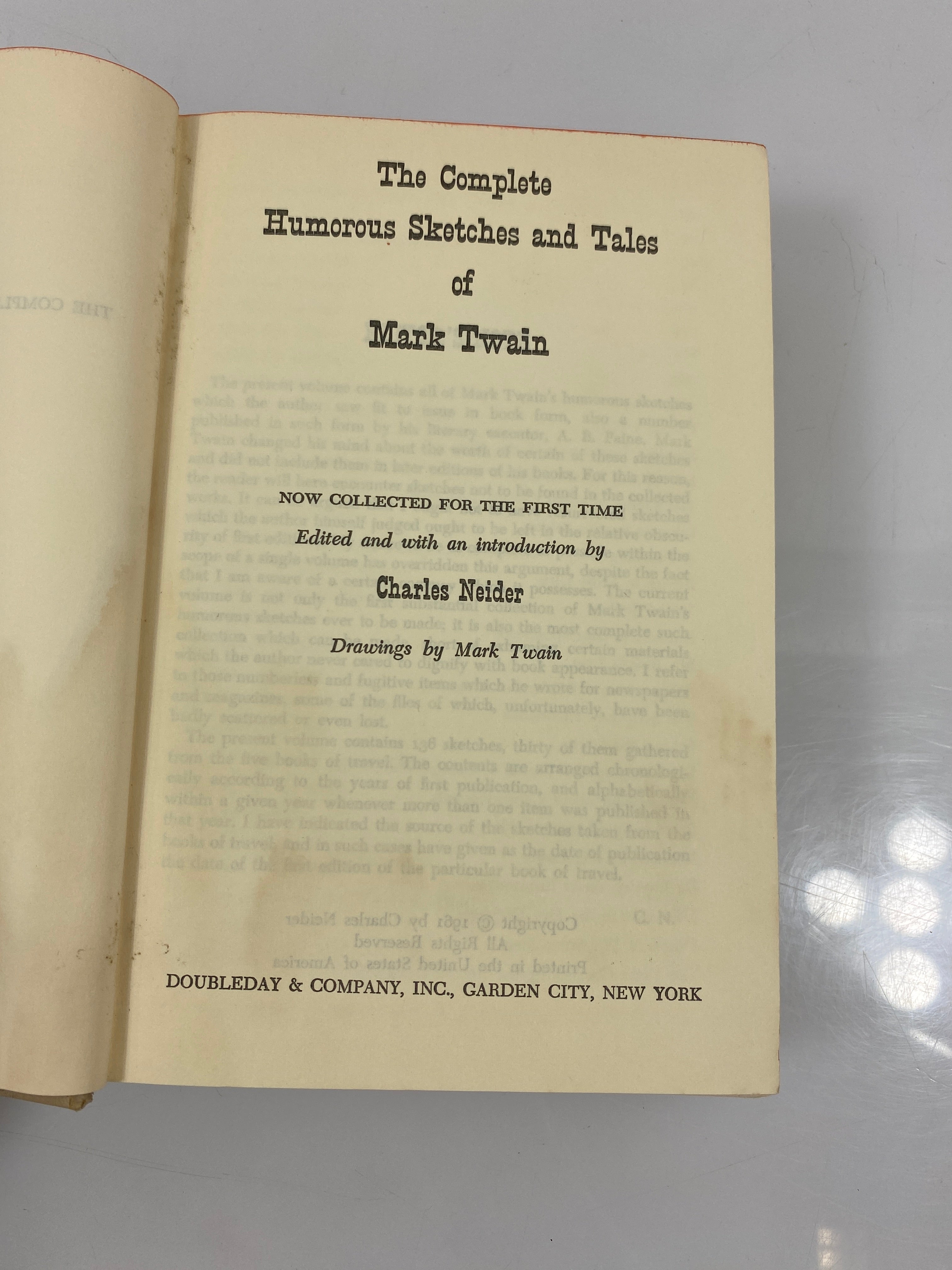 The Complete Humorous Sketches and Tales of Mark Twain 1961 HCDJ
