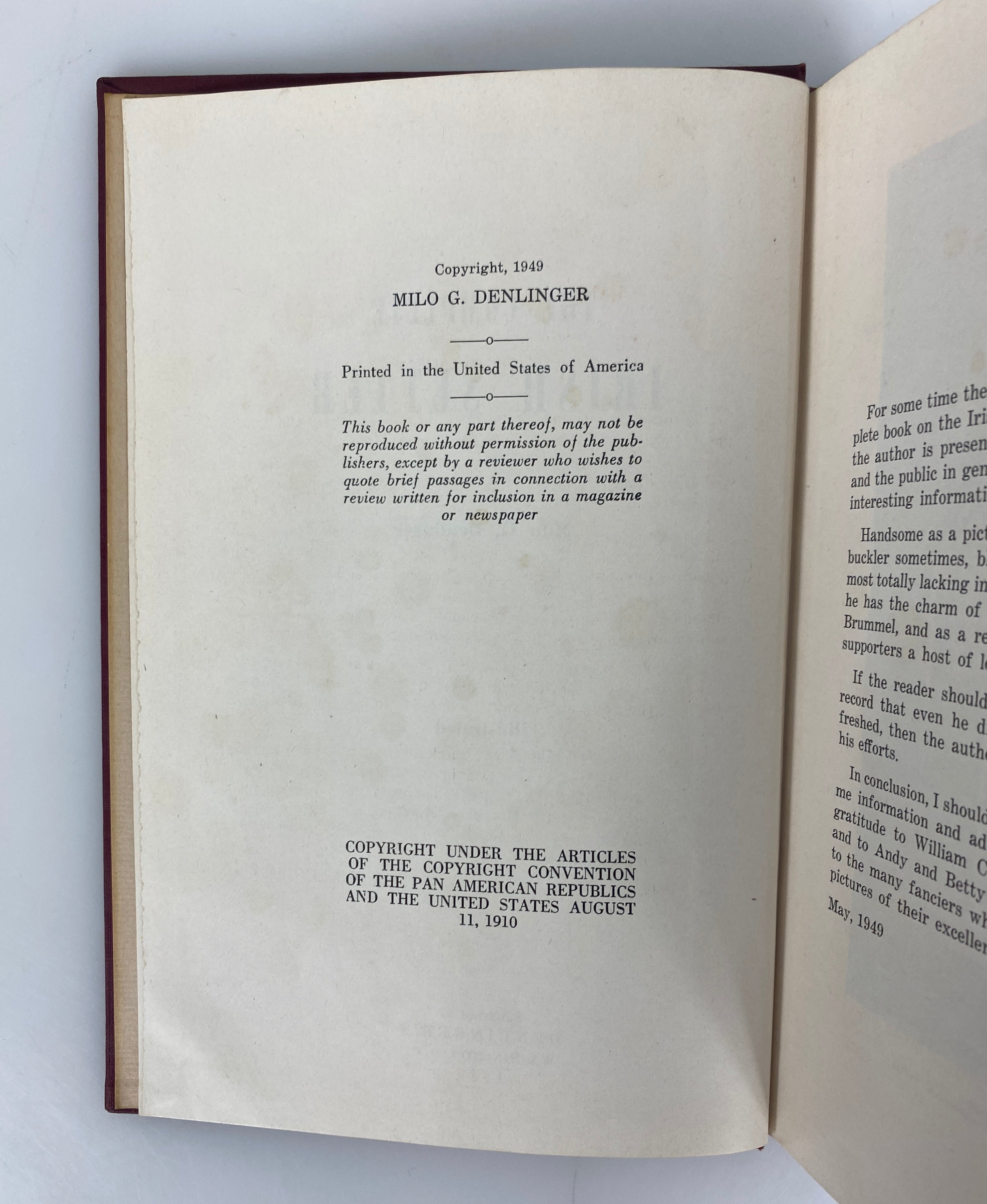 The Complete Irish Setter by Milo Denlinger 1949 Vintage HC