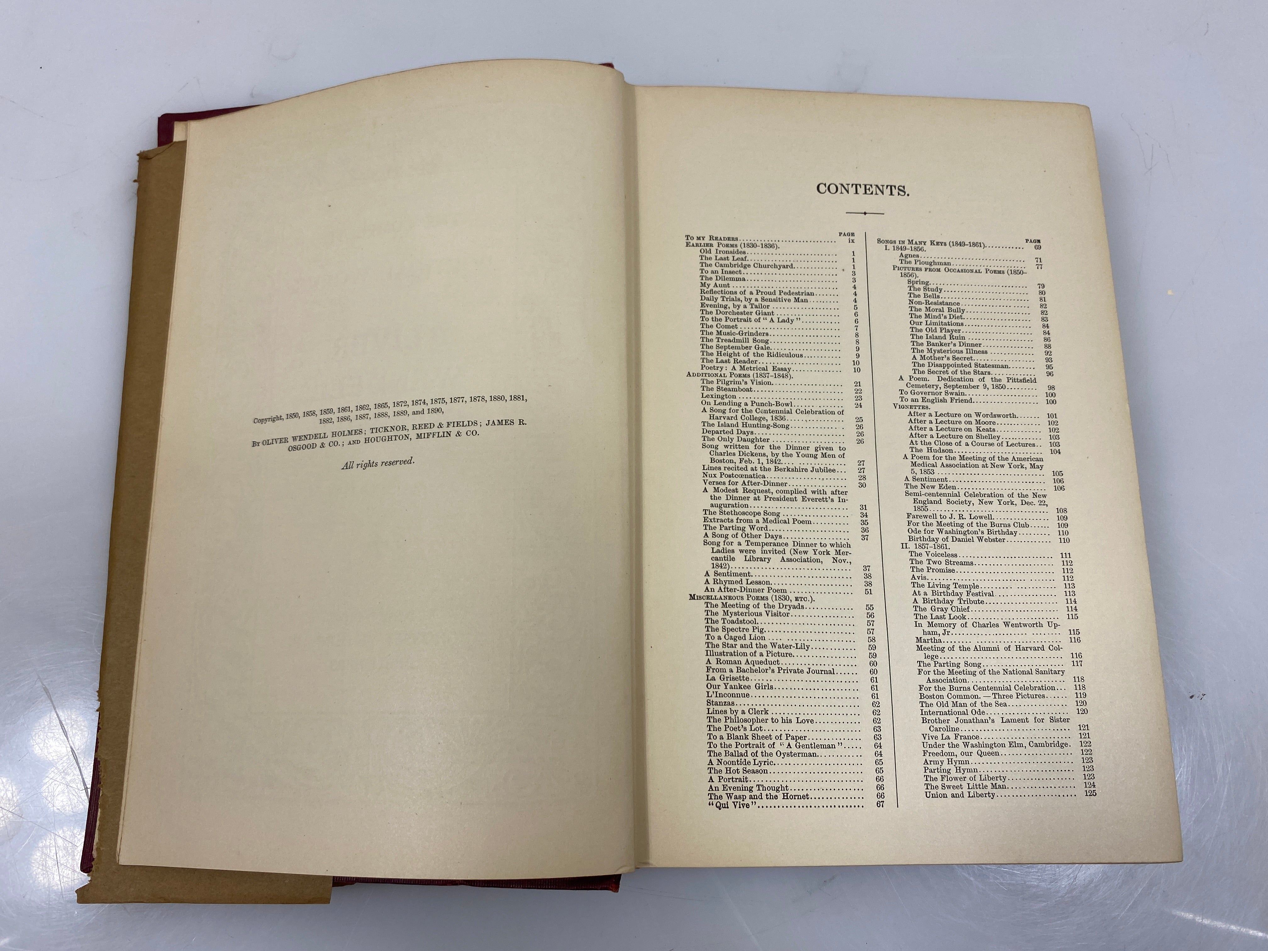 The Complete Poetical Works of Oliver Wendell Holmes 1890 HC