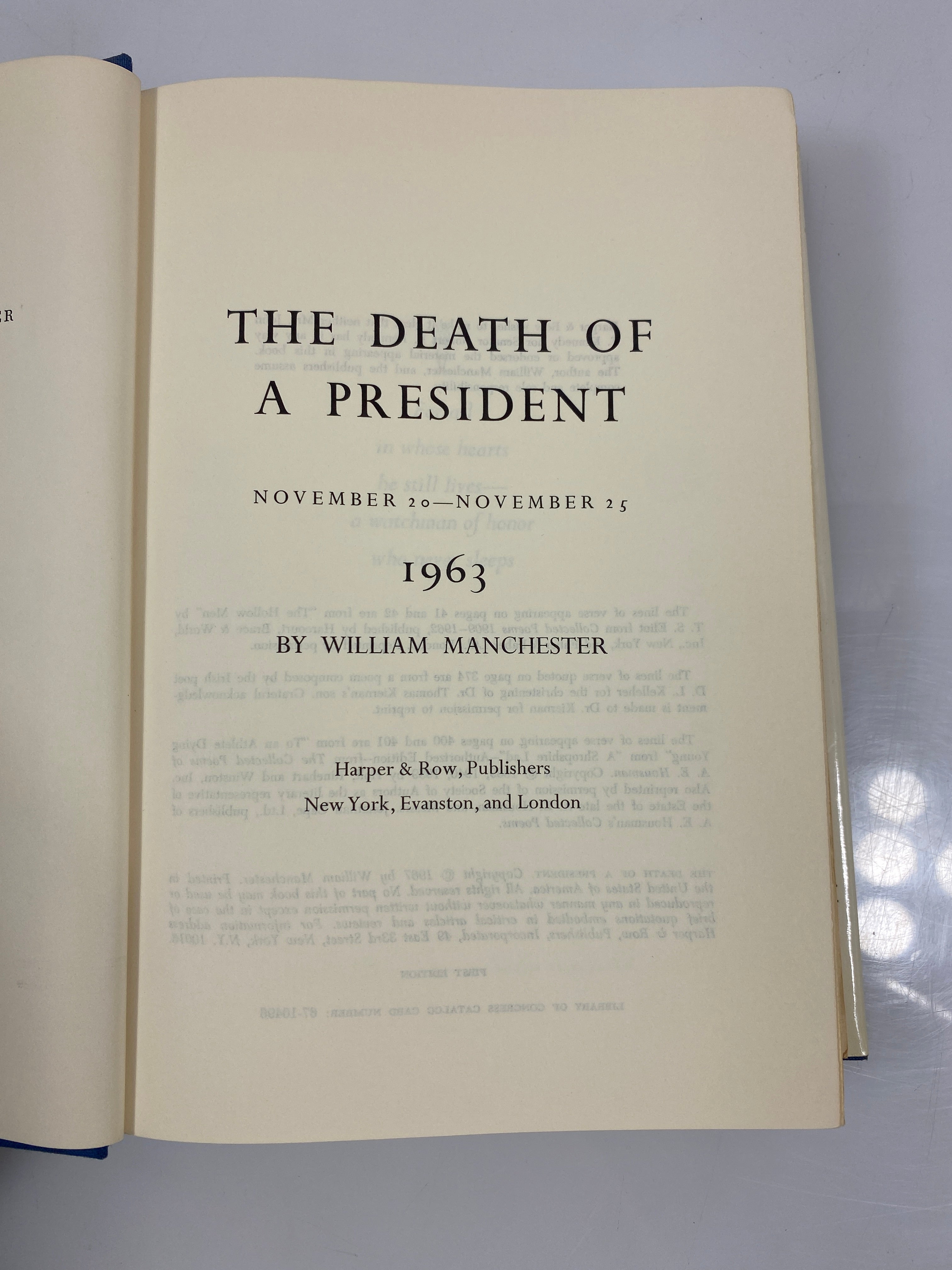 The Death of a President November 1963 by Manchester 1967 1st Ed. HCDJ