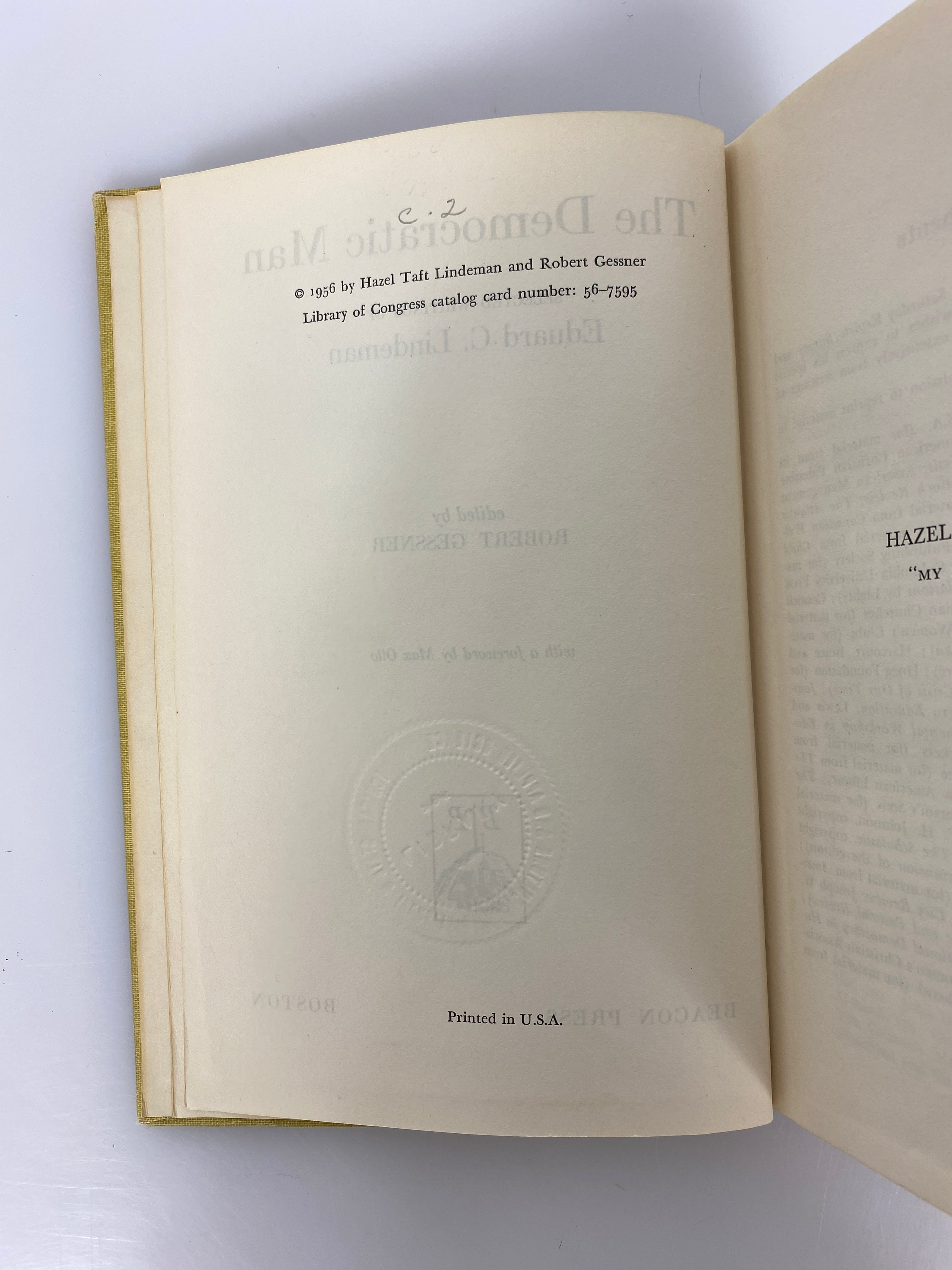The Democratic Man Selected Writings of Eduard Lindeman Rare Ex-Library HC