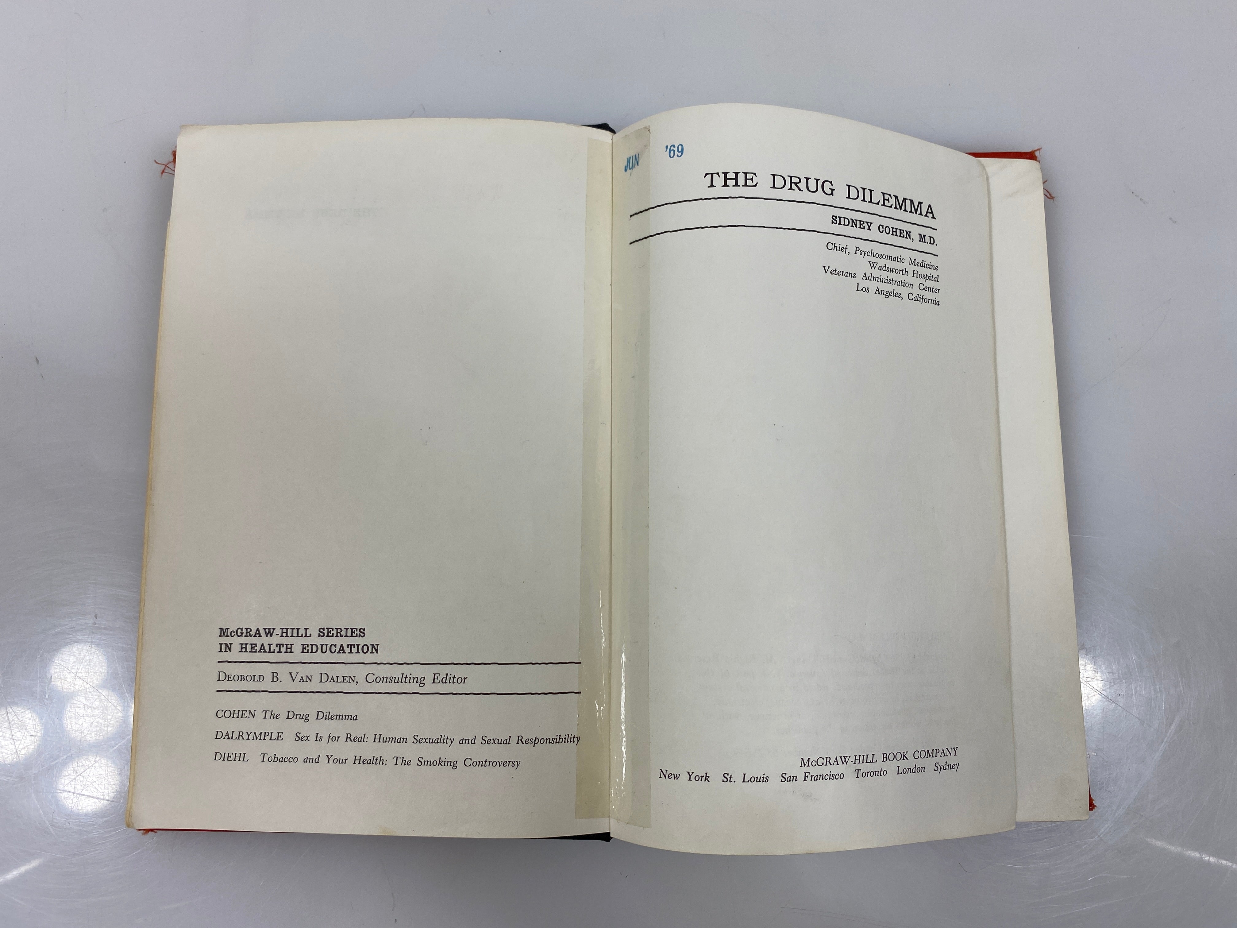 The Drug Dilemma by Sidney Cohen Reenforced Ex-Library 1969 HC