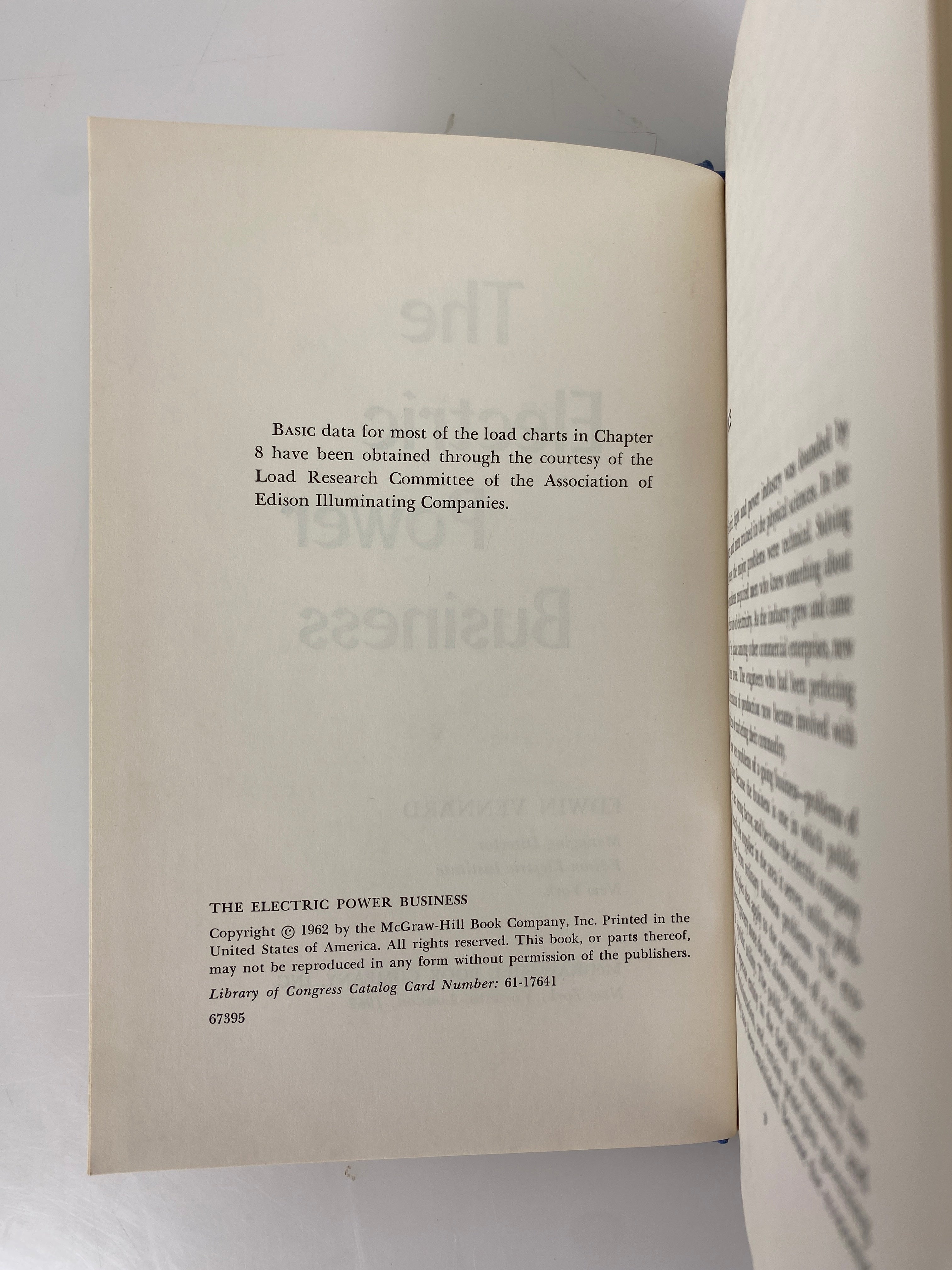 The Electric Power Business by Edwin Vennard 1962 HC DJ