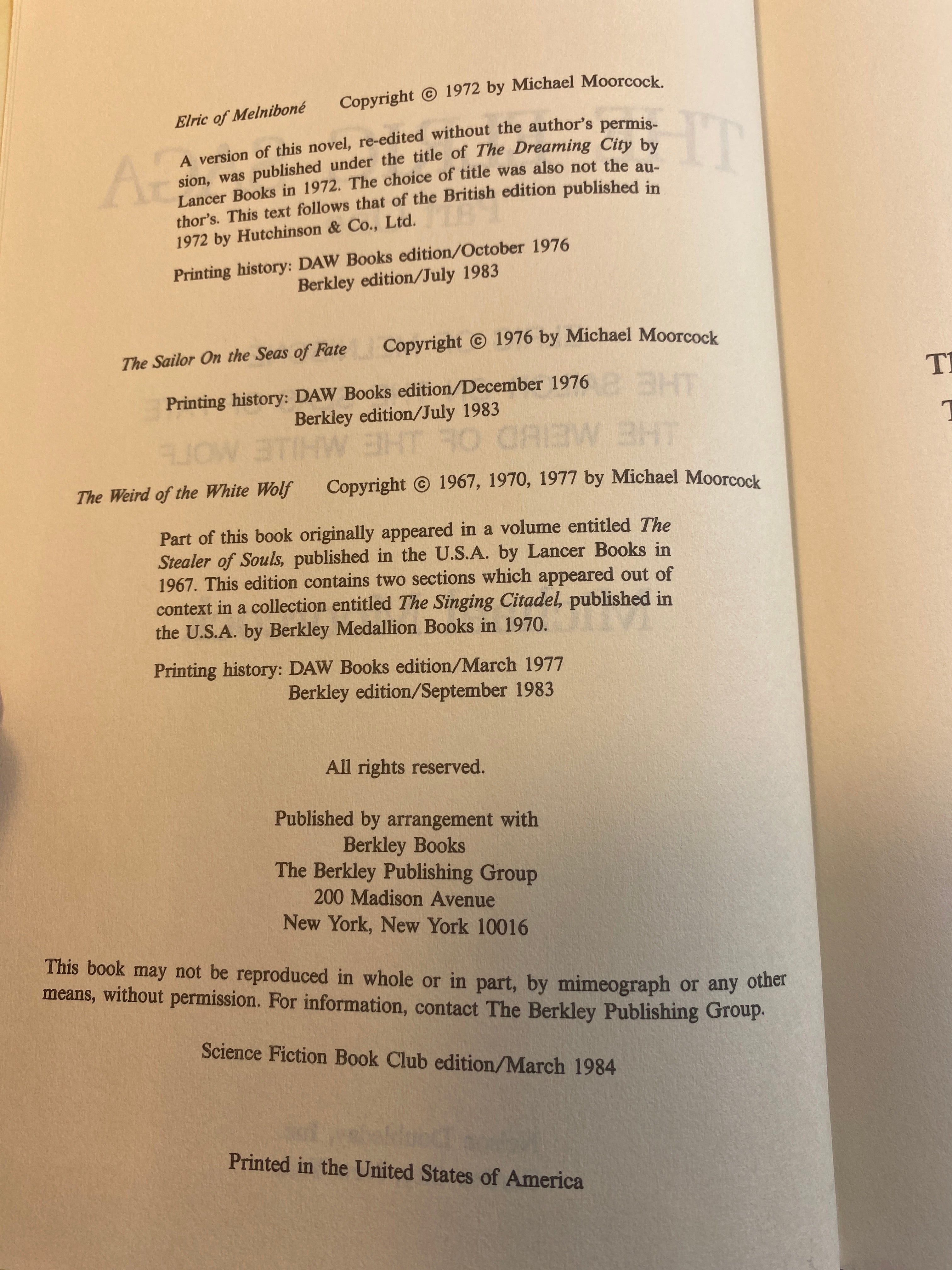 The Elric Saga Part Michael Moorcock  HCDJ 1984
