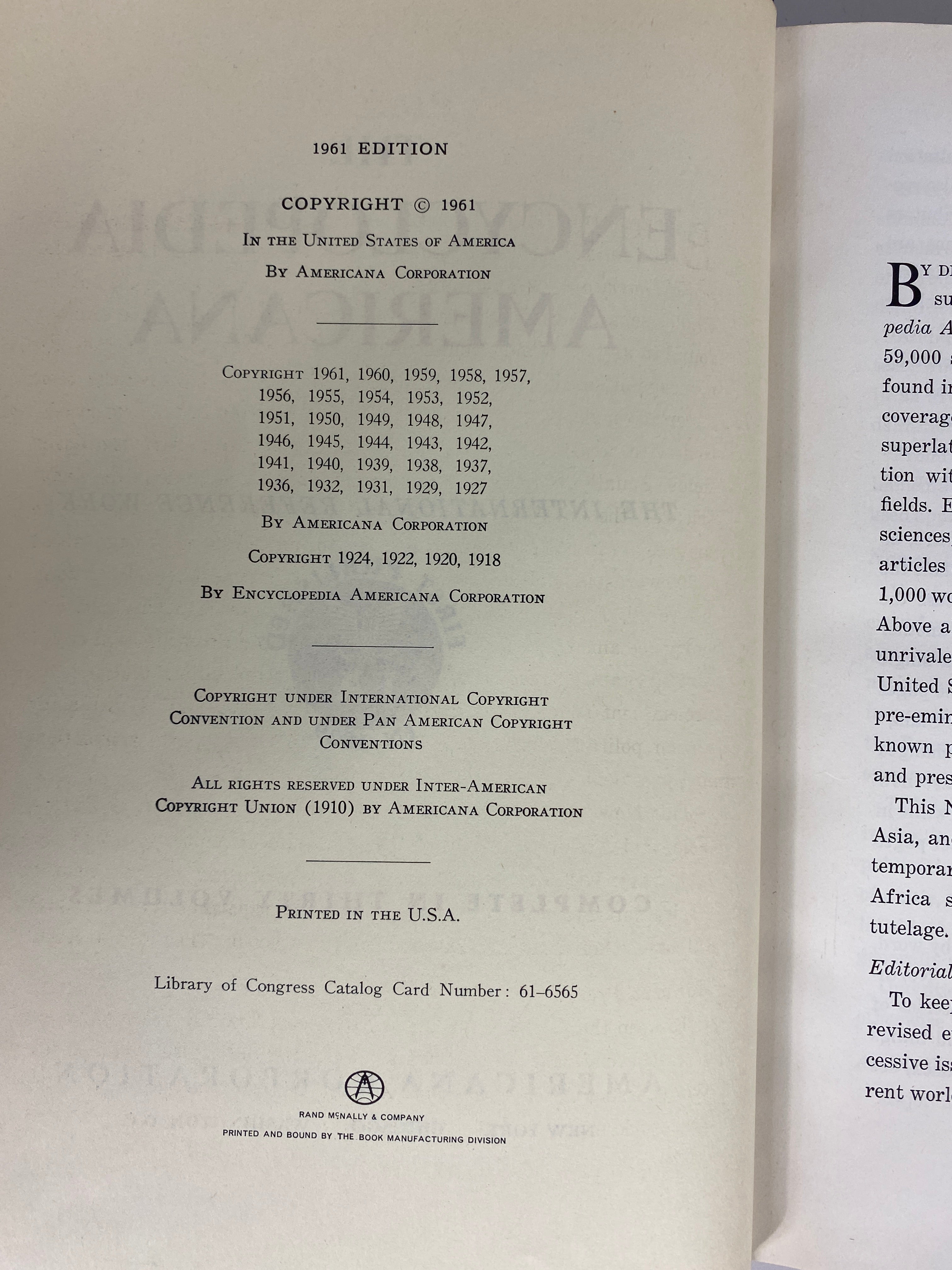 The Encyclopedia Americana 1961 Ed vol 1-30 + 1962-1970 annual HC
