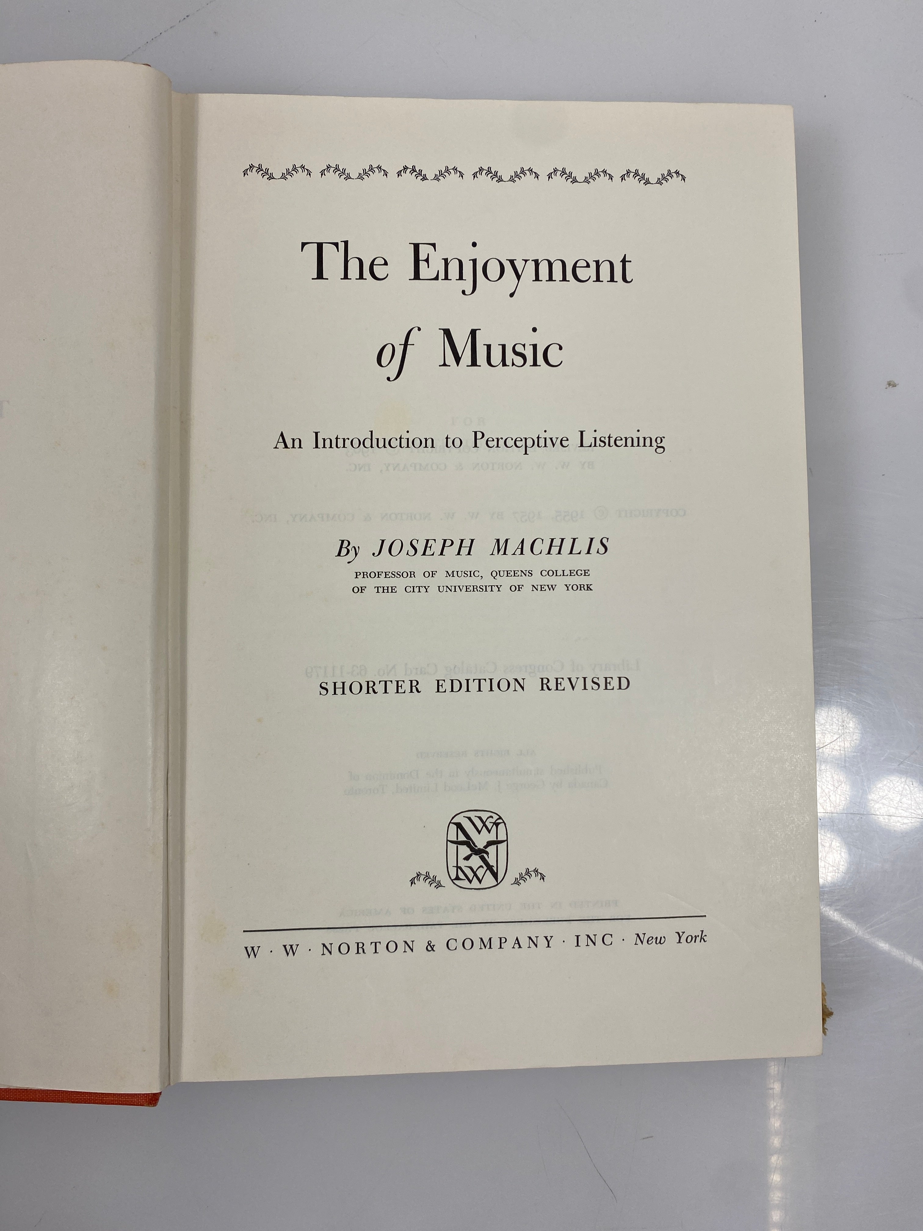 The Enjoyment of Music Machlis Shorter Edition 1963 HCDJ