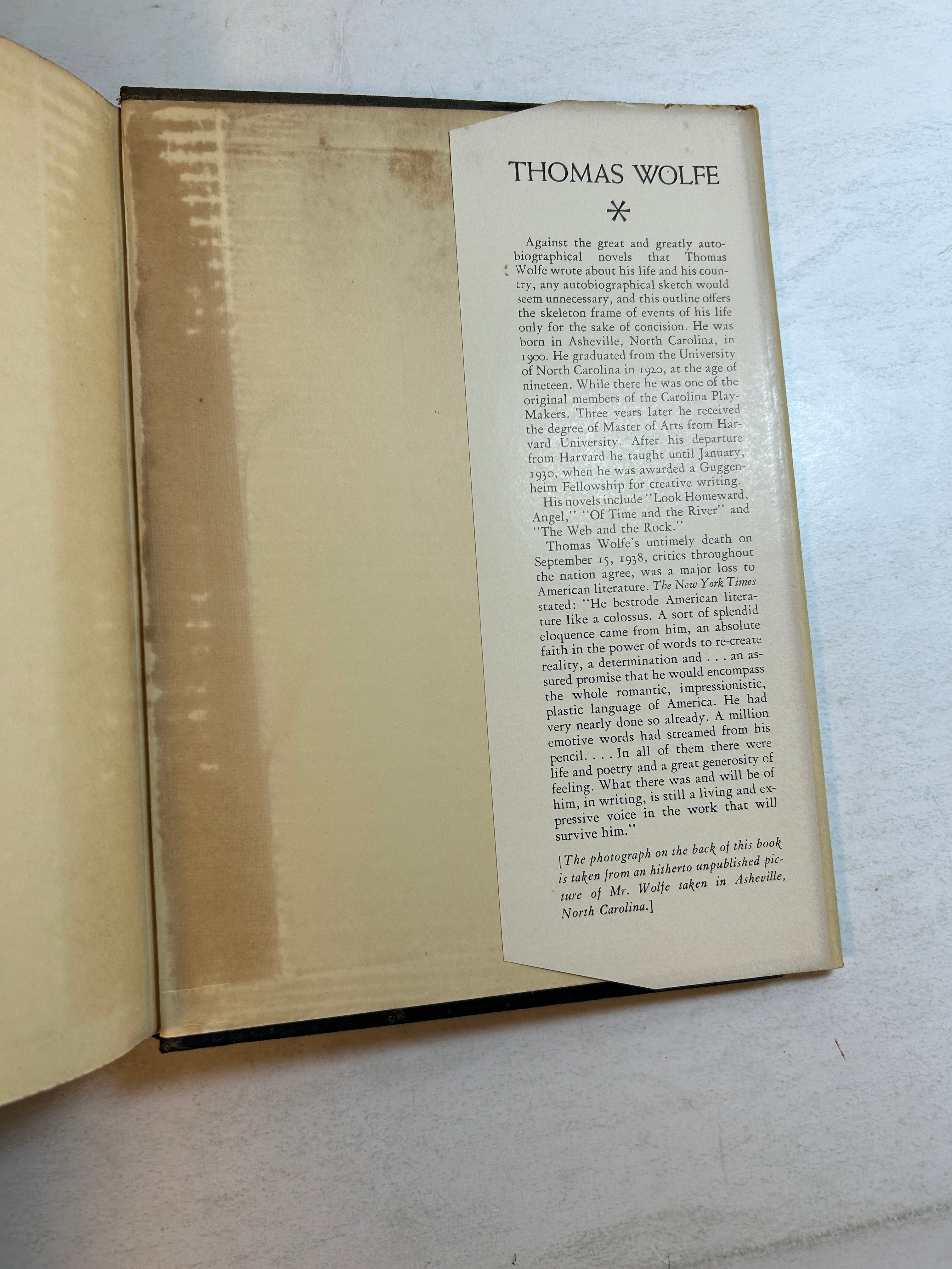 The Face of a Nation by Thomas Wolfe Charles Scribner's Sons 1939 HCDJ