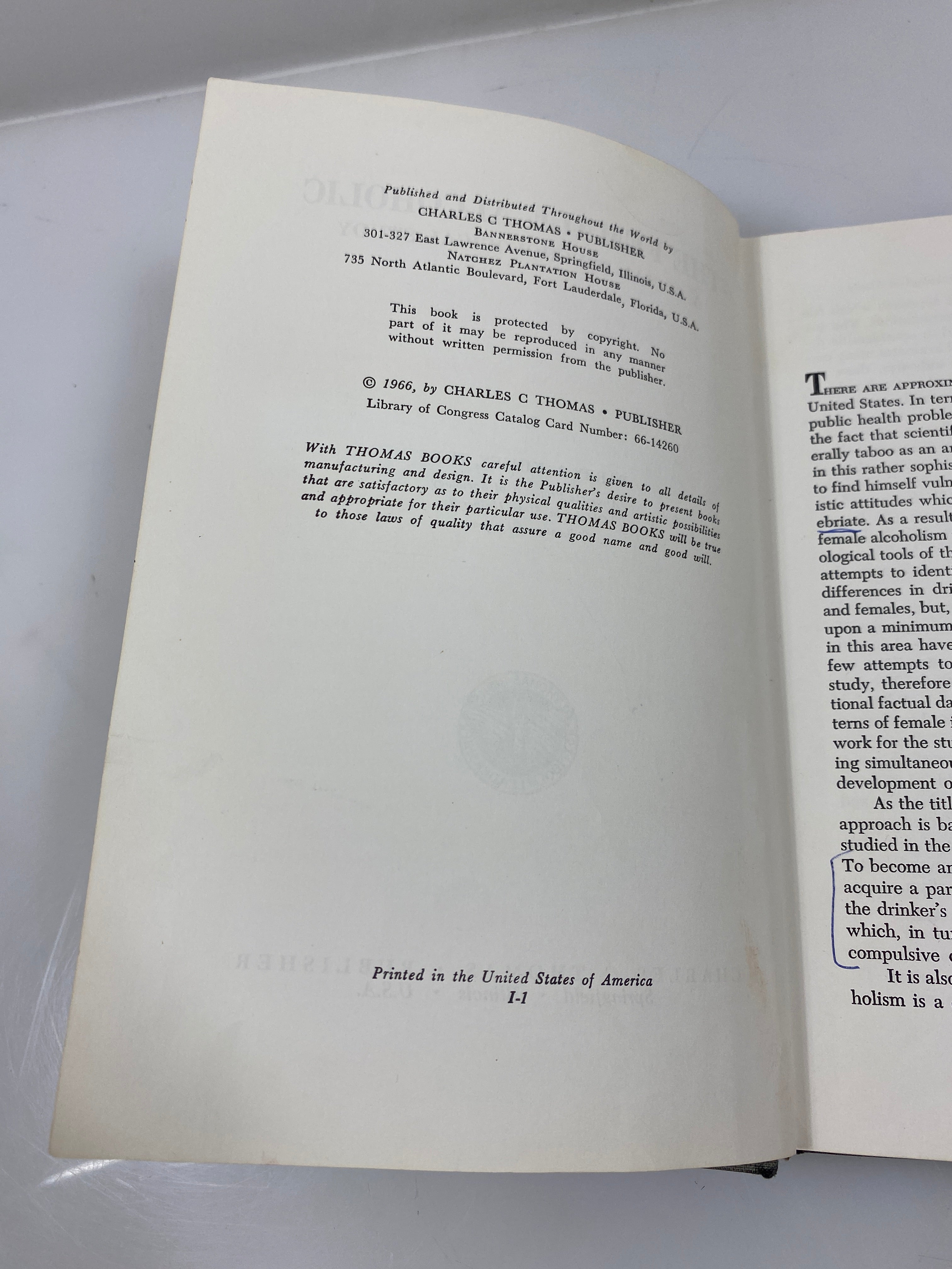 The Female Alcoholic by Kinsey Ex-library 1966 HC