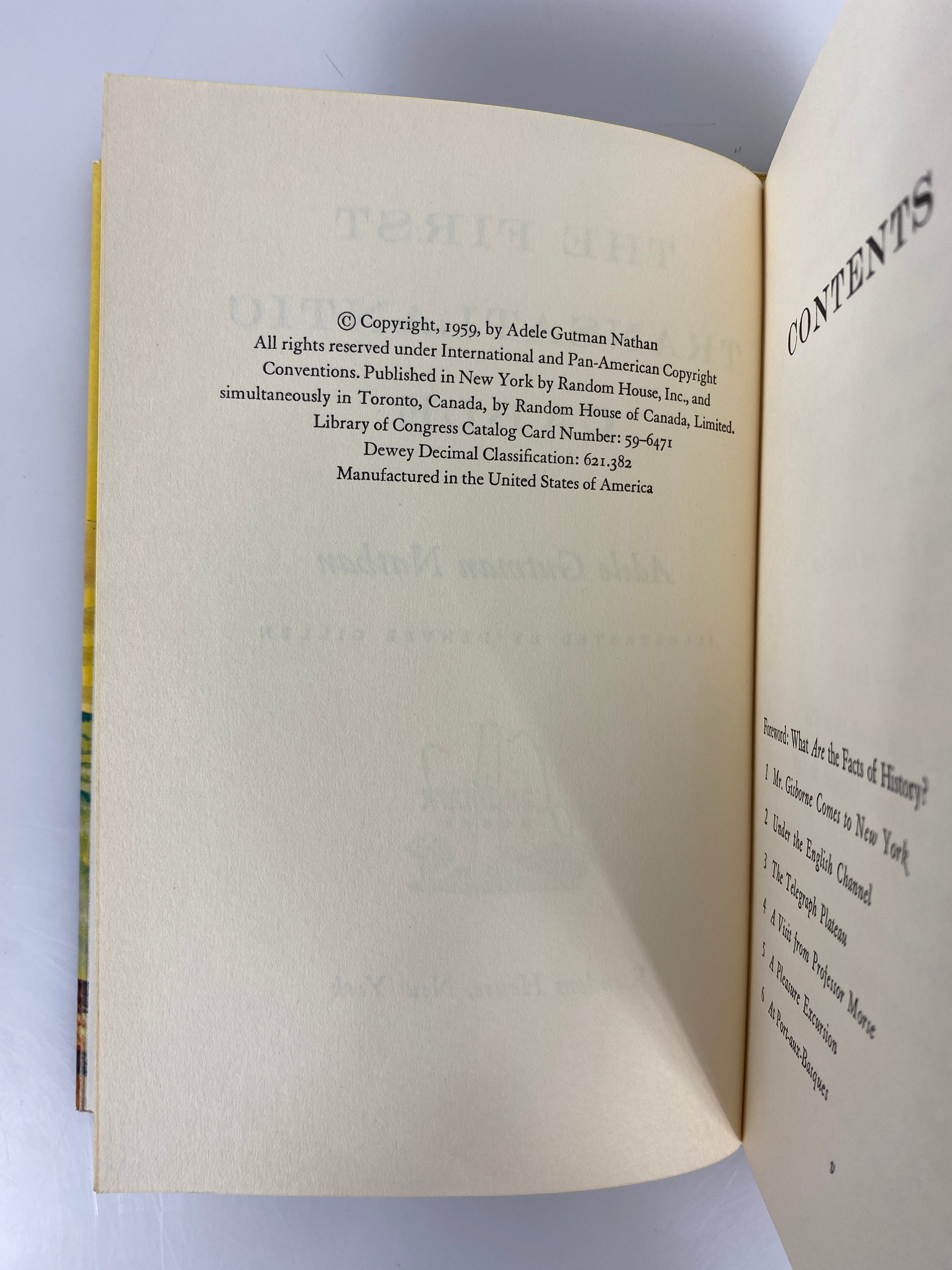 The First Transatlantic Cable Adele Nathan Random House 1959 HCDJ
