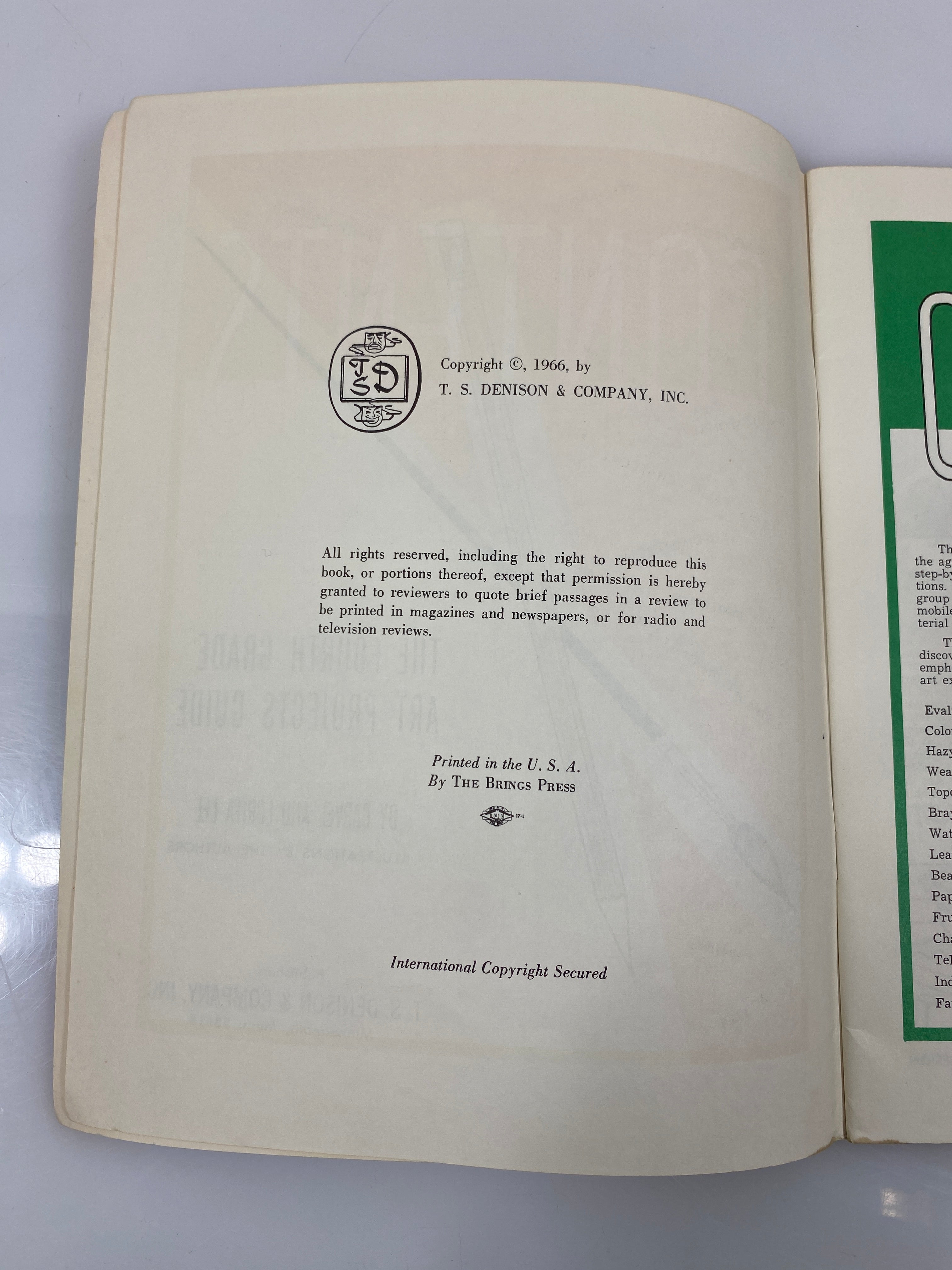 The Fourth Grade Art Projects Guide by Lee/Lee 1966 SC