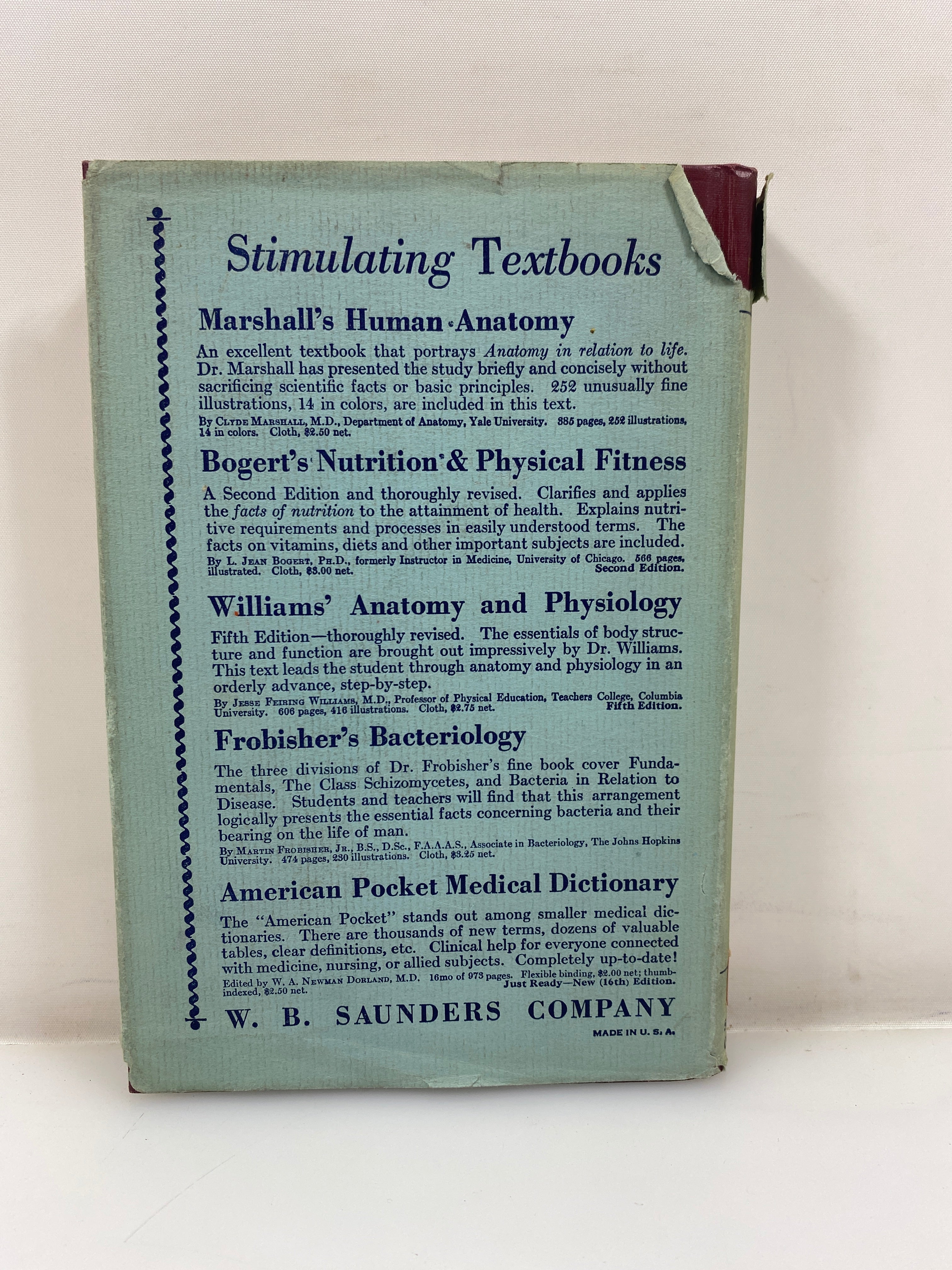 The Fundamentals of Personal Hygiene by Krueger Ex-Library 1937 HCDJ