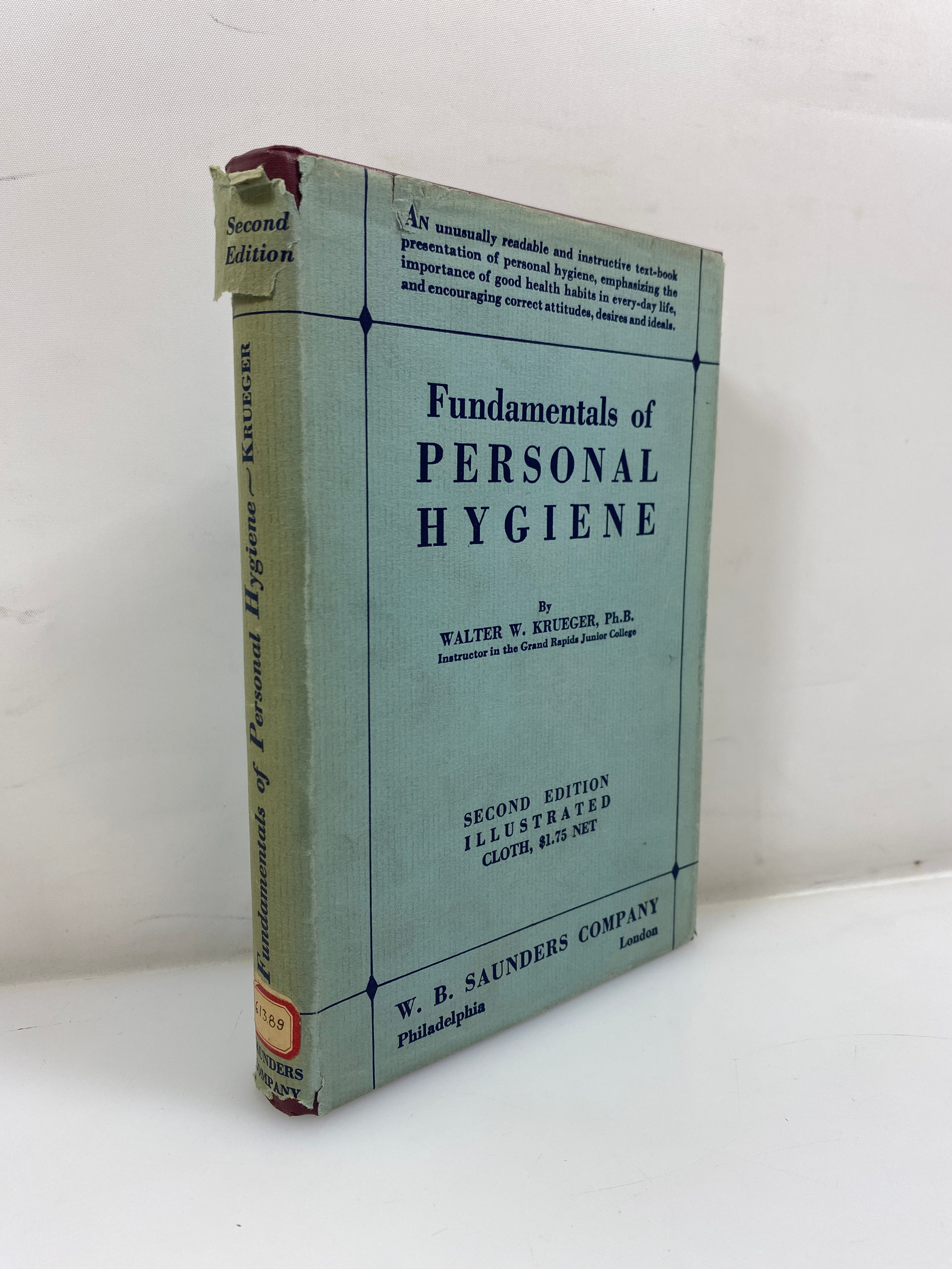 The Fundamentals of Personal Hygiene by Krueger Ex-Library 1937 HCDJ