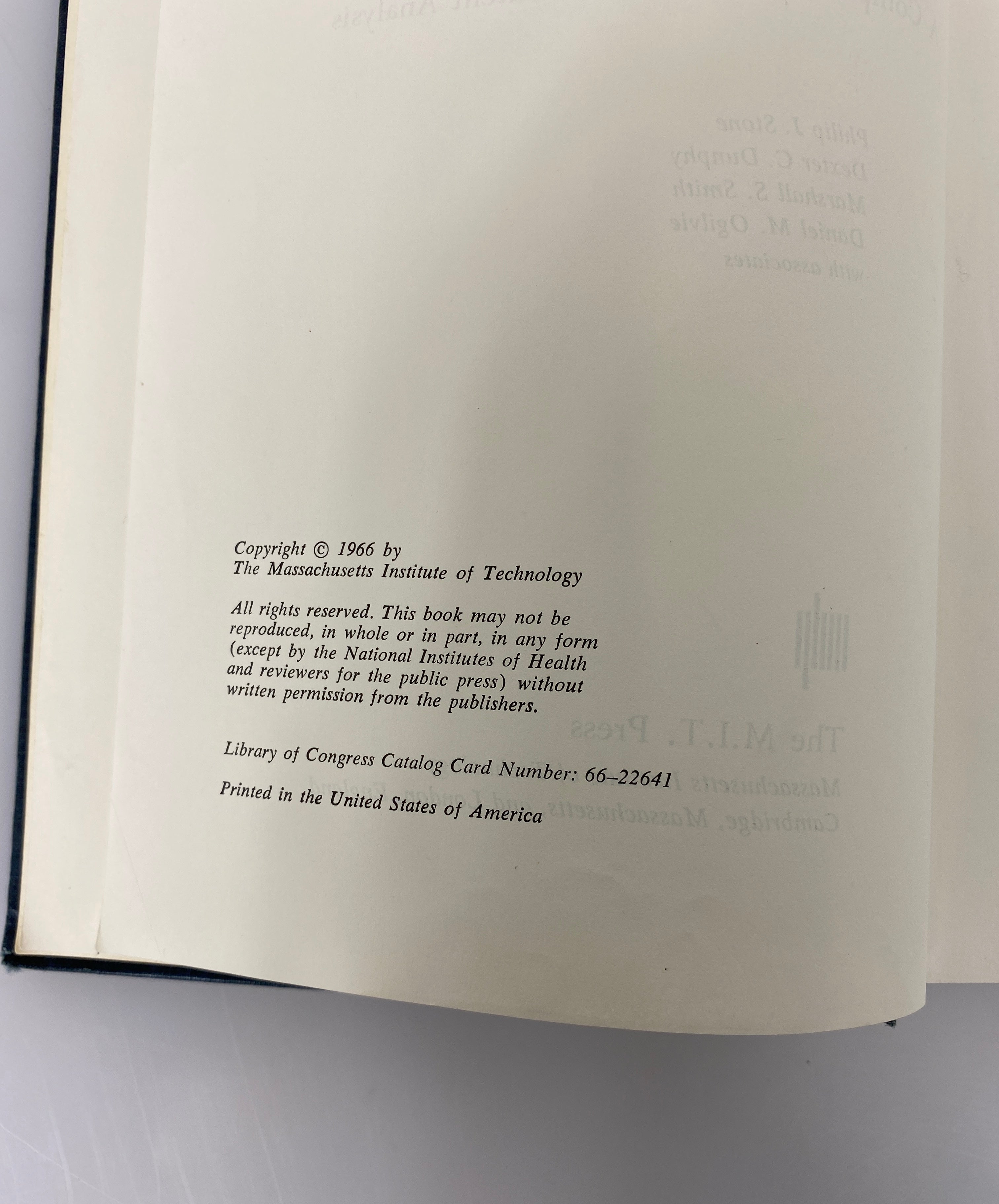 The General Inquirer: A Computer Approach to Content Analysis 1966 Ex-Library