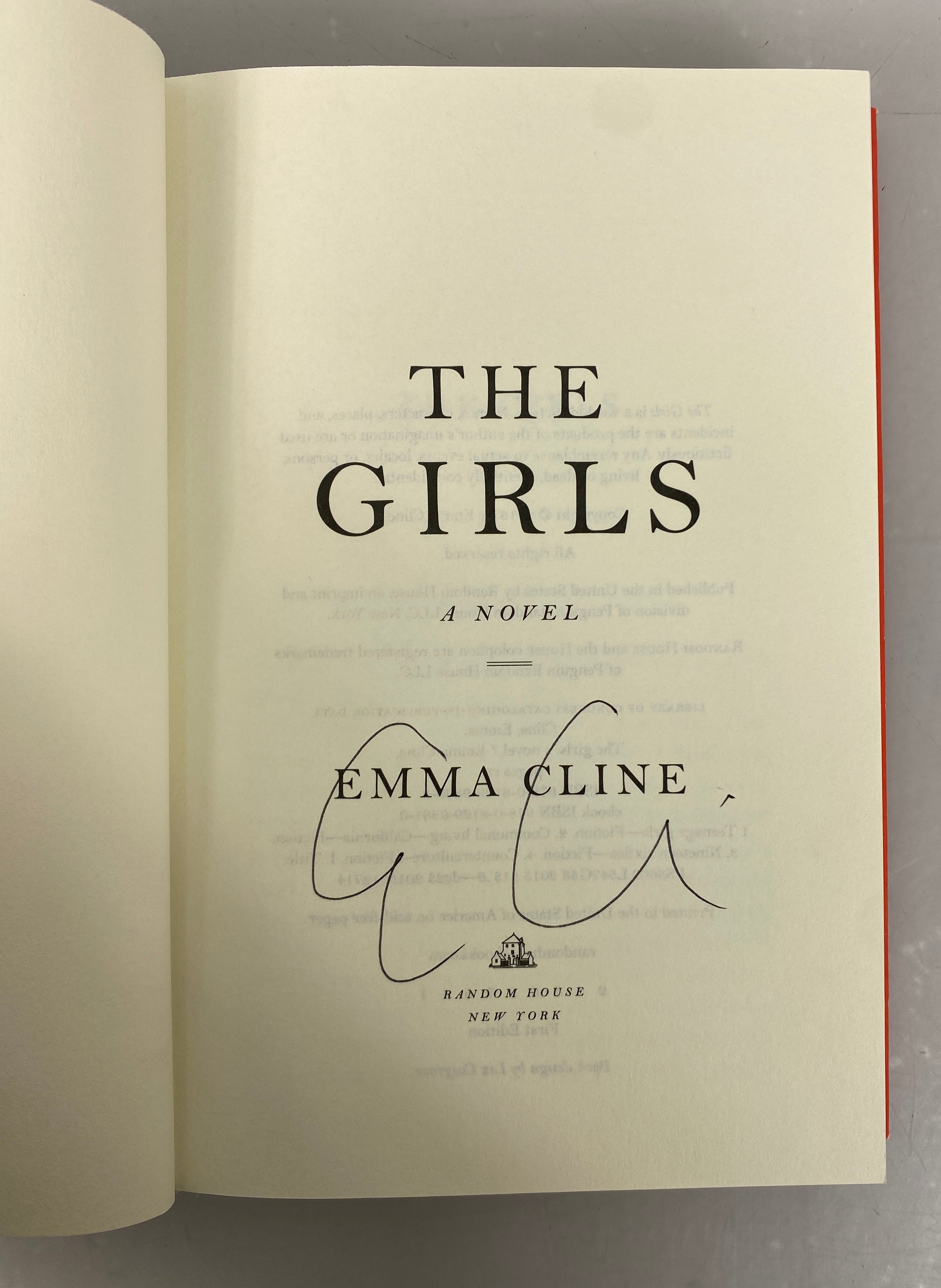 The Girls a Novel by Emma Cline 2016 Signed First Edition HC DJ
